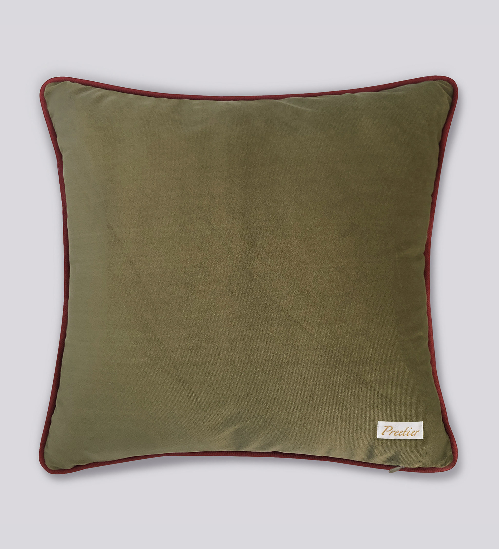 Preetier Pichwai Velvet Cushion Cover – Beige (16x16 Inch)