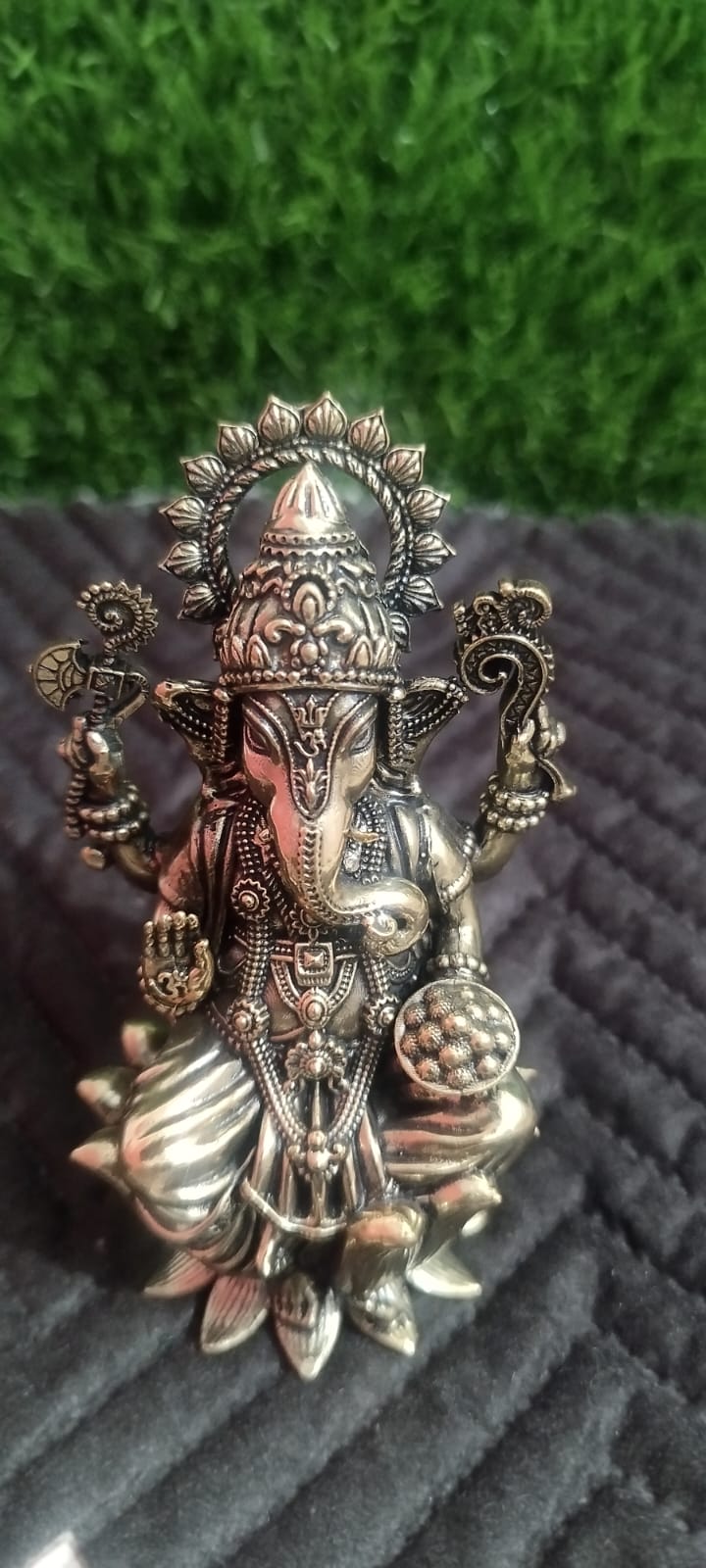 Lakshmi Ganesha Brass Statues (Pair) - Lightweight Brass Idols for Home Decor & Puja (4 Inches)