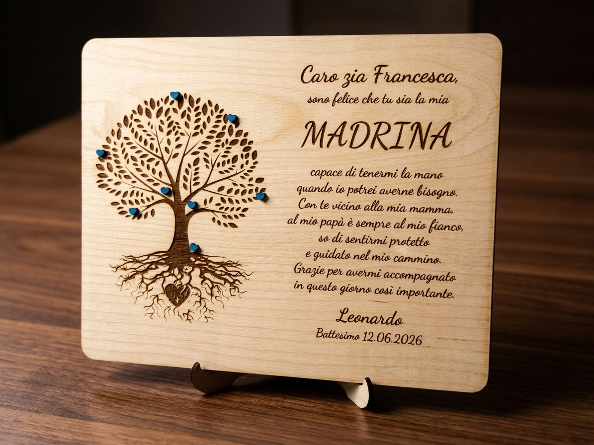 Targhe Personalizzate Padrino Madrina Battesimo Legno