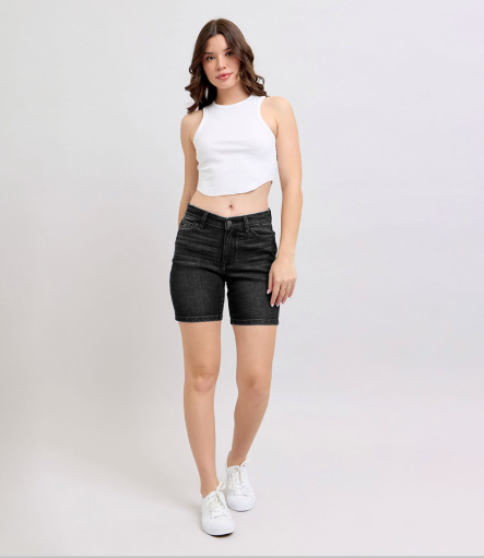 High Waist V Front Bermuda Shorts