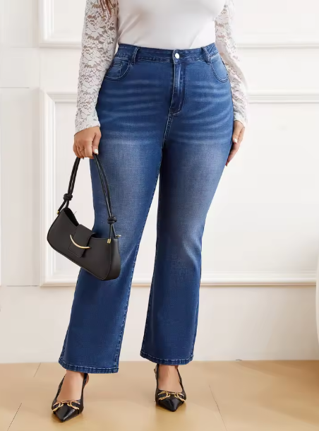 Women's plus size Denim flared pants