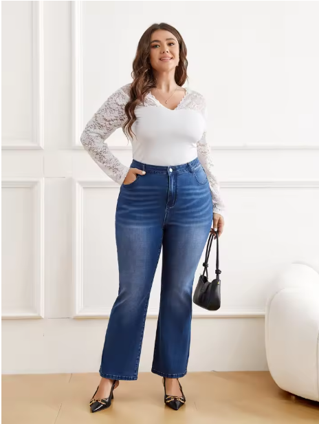 Women's plus size Denim flared pants
