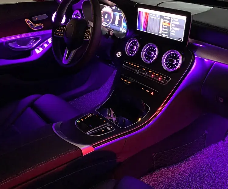 64 Colors Car Atmosphere Light Ambient Light Turbine Air Vent for Mercedes Benz GLC C Class W205/X253