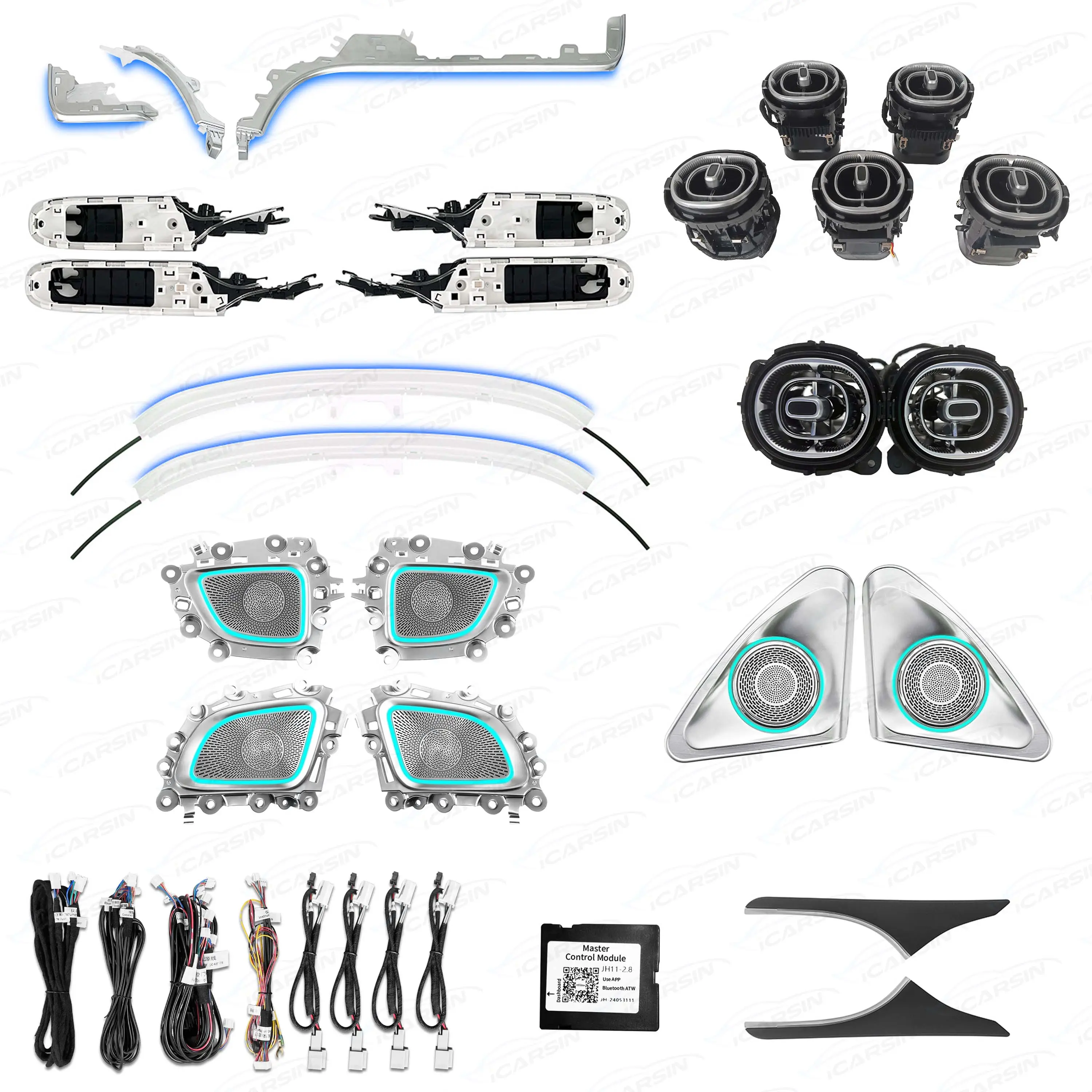 Upgrade 64 Colors LED Car Interior Ambient Lighting Kit for Mercedes Benz W206 2022+ Atmosphere Strip Accessories
