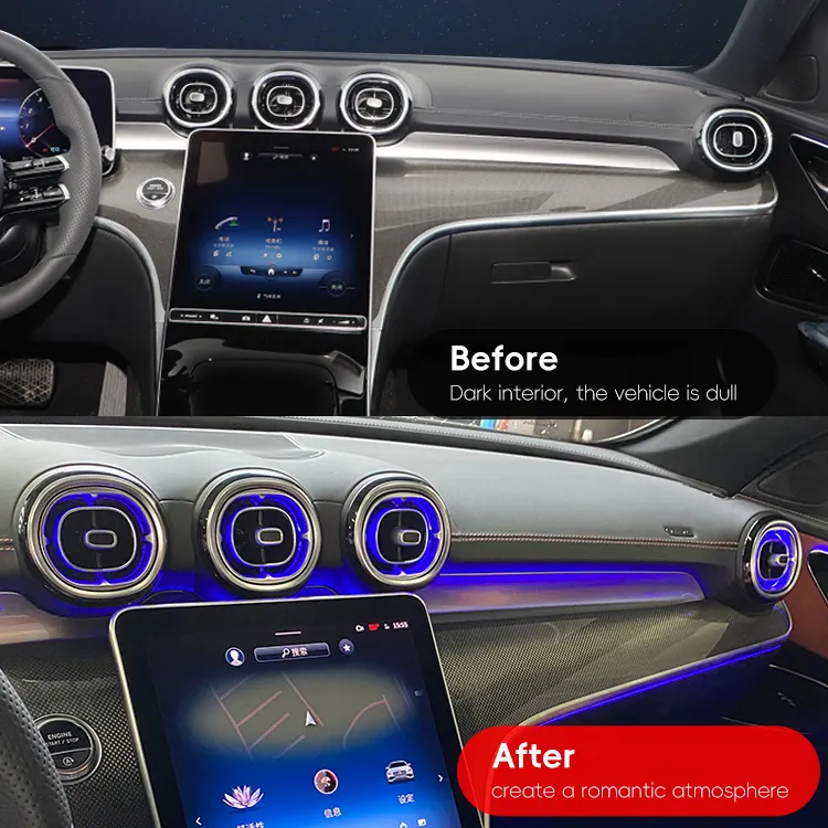 Upgrade 64 Colors LED Car Interior Ambient Lighting Kit for Mercedes Benz W206 2022+ Atmosphere Strip Accessories