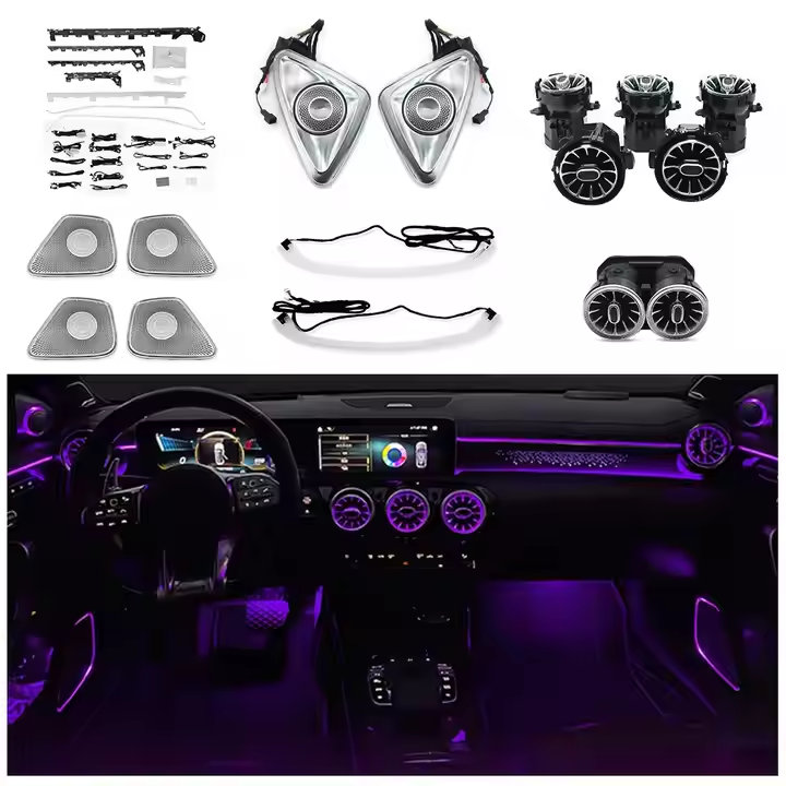 Mercedes-Benz W177 A-Class W118 CLA-Class turbo air outlet 4D rotating tweeter 64-color ambient light display