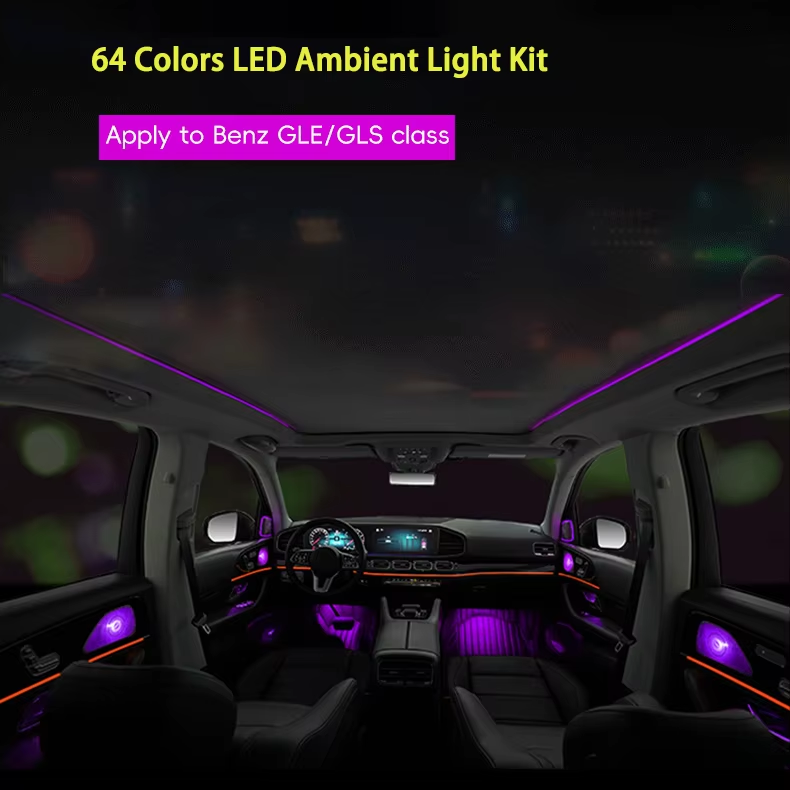 Full Set X167 LED Ambient Light Rotary Tweeter Luminous Turbine Vent Car Door Speaker Cover for Mercedes-Benz GLE/GLS-class W167