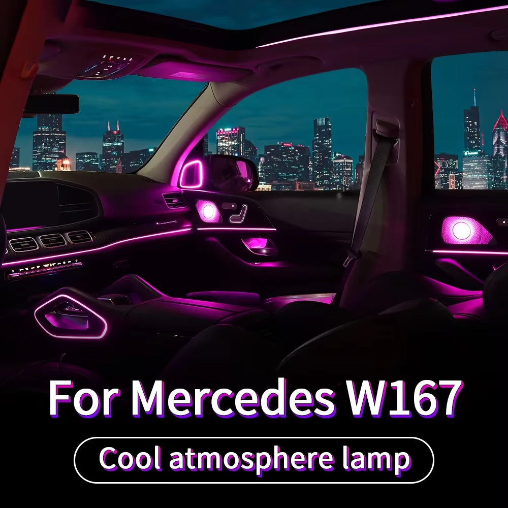 Full Set X167 LED Ambient Light Rotary Tweeter Luminous Turbine Vent Car Door Speaker Cover for Mercedes-Benz GLE/GLS-class W167