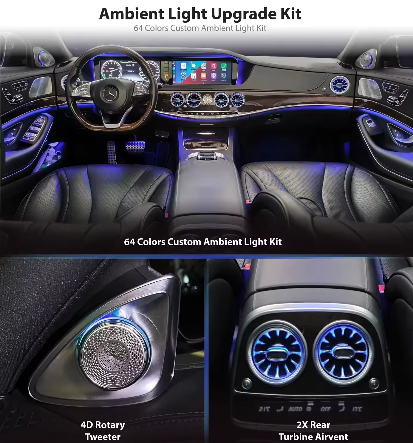For Mercedes Benz S-Class W222 Advanced Atmosphere Interior Upgrade Automotive Environment Lighting