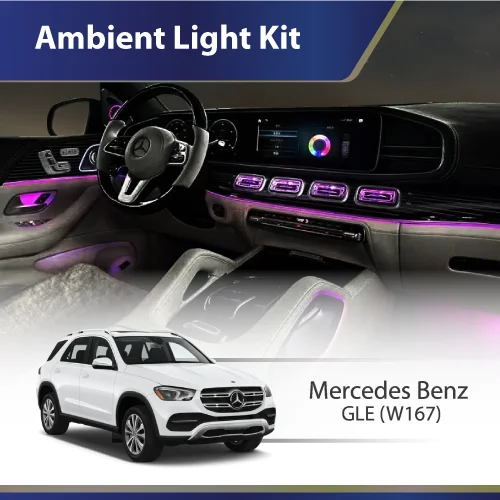 Full Set W167 LED Ambient Light Rotary Tweeter Luminous Turbine Vent Car Door Speaker Cover for Mercedes-Benz GLE/GLS-class W167