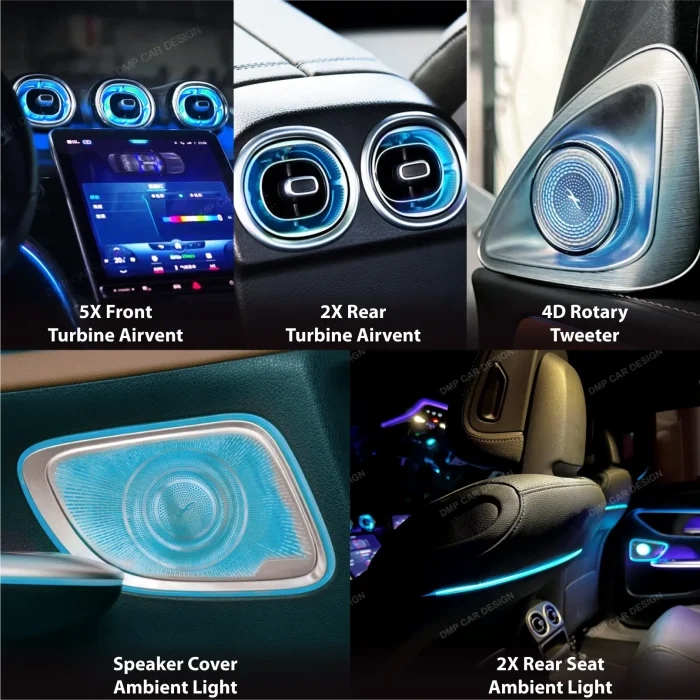 Upgrade 64 Colors LED Car Interior Ambient Lighting Kit for Mercedes Benz W254 2022+ Atmosphere Strip Accessories