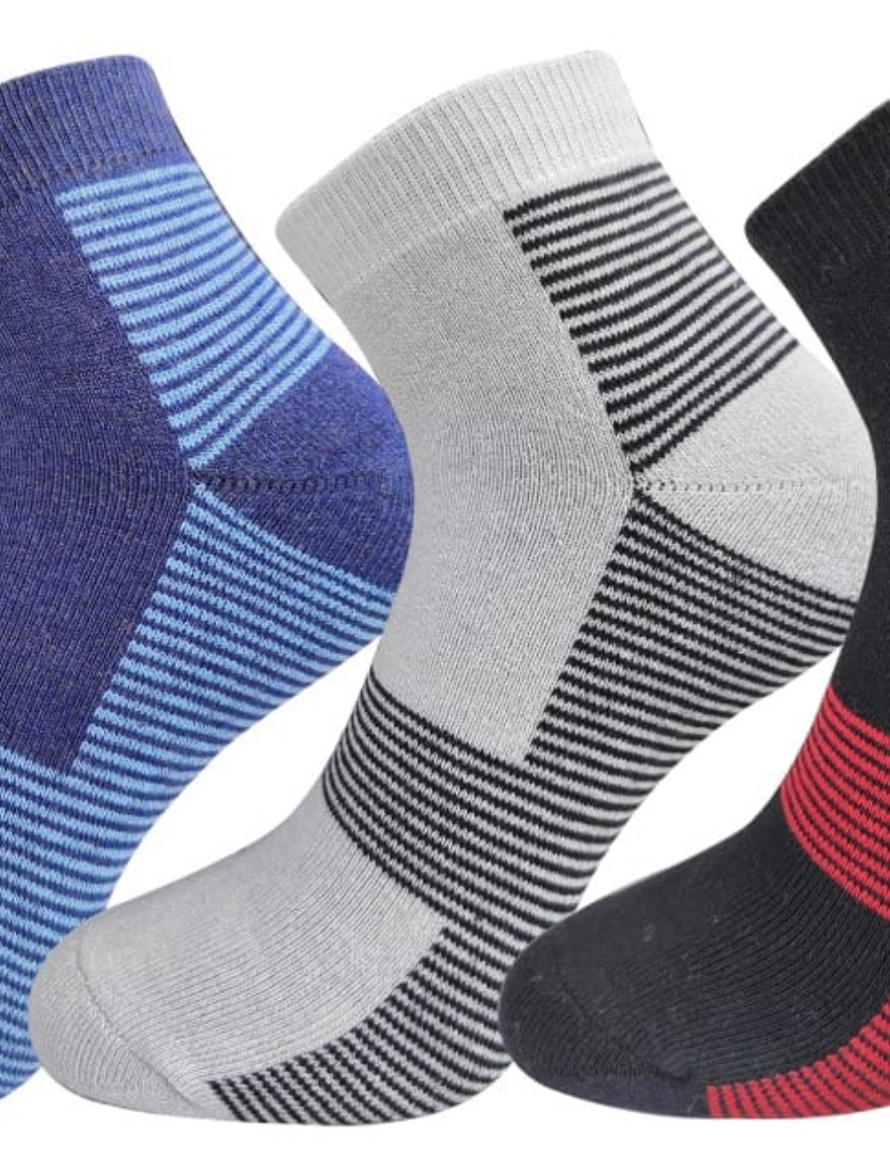 Cotton White and Grey Ankle Socks