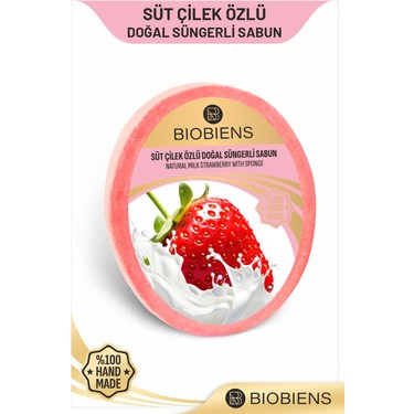 Süt ve Çilek Özlü Doğal Süngerli Sabun