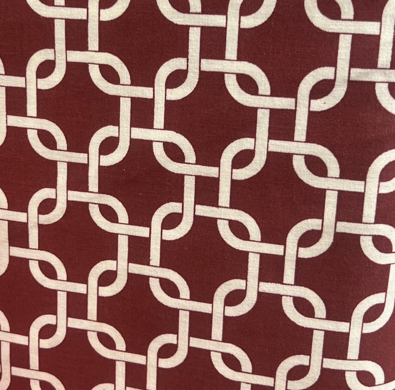 Geometric Maroon Cotton Fabric