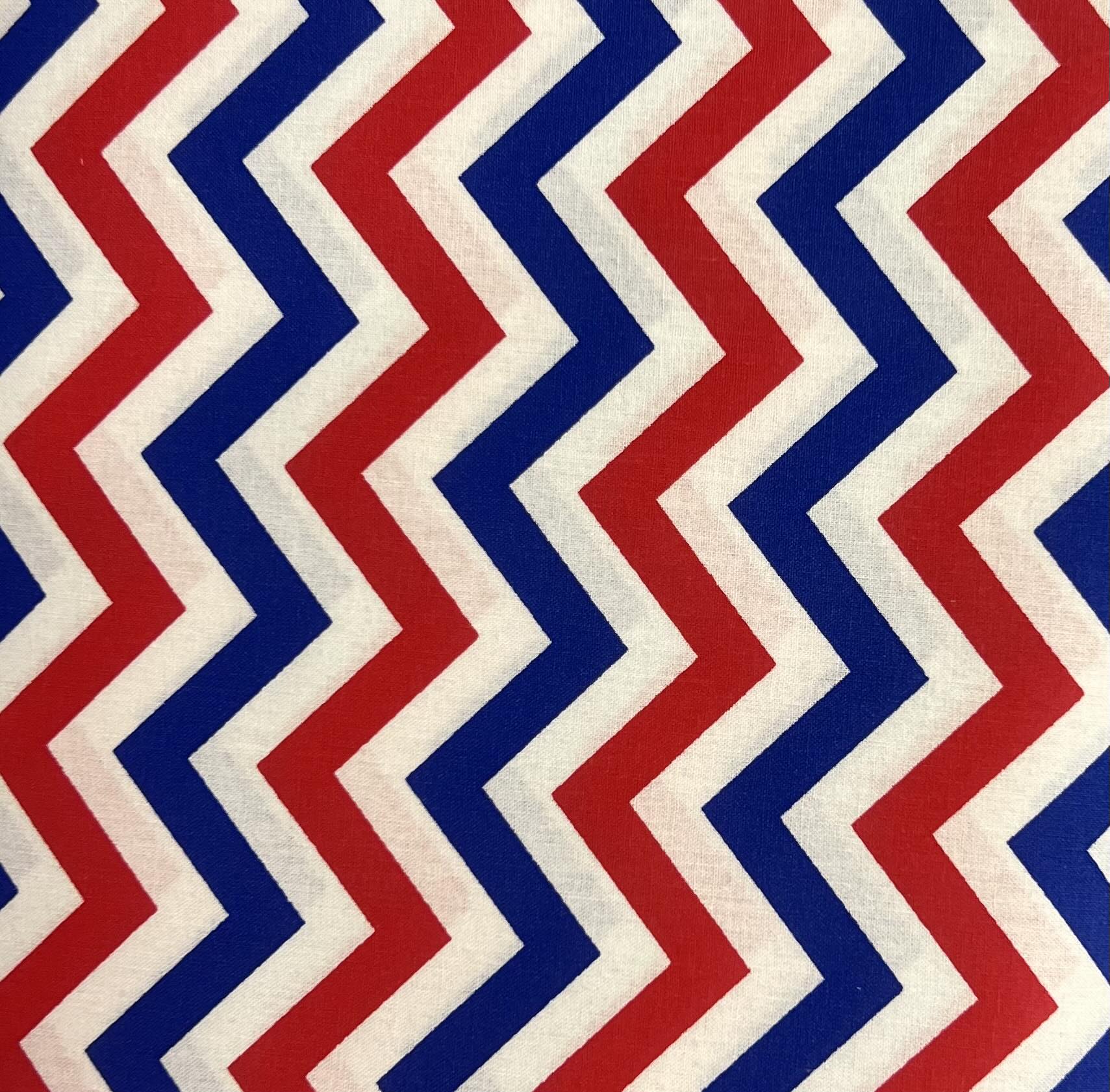 Red White and Blue Chevron Cotton Fabric 