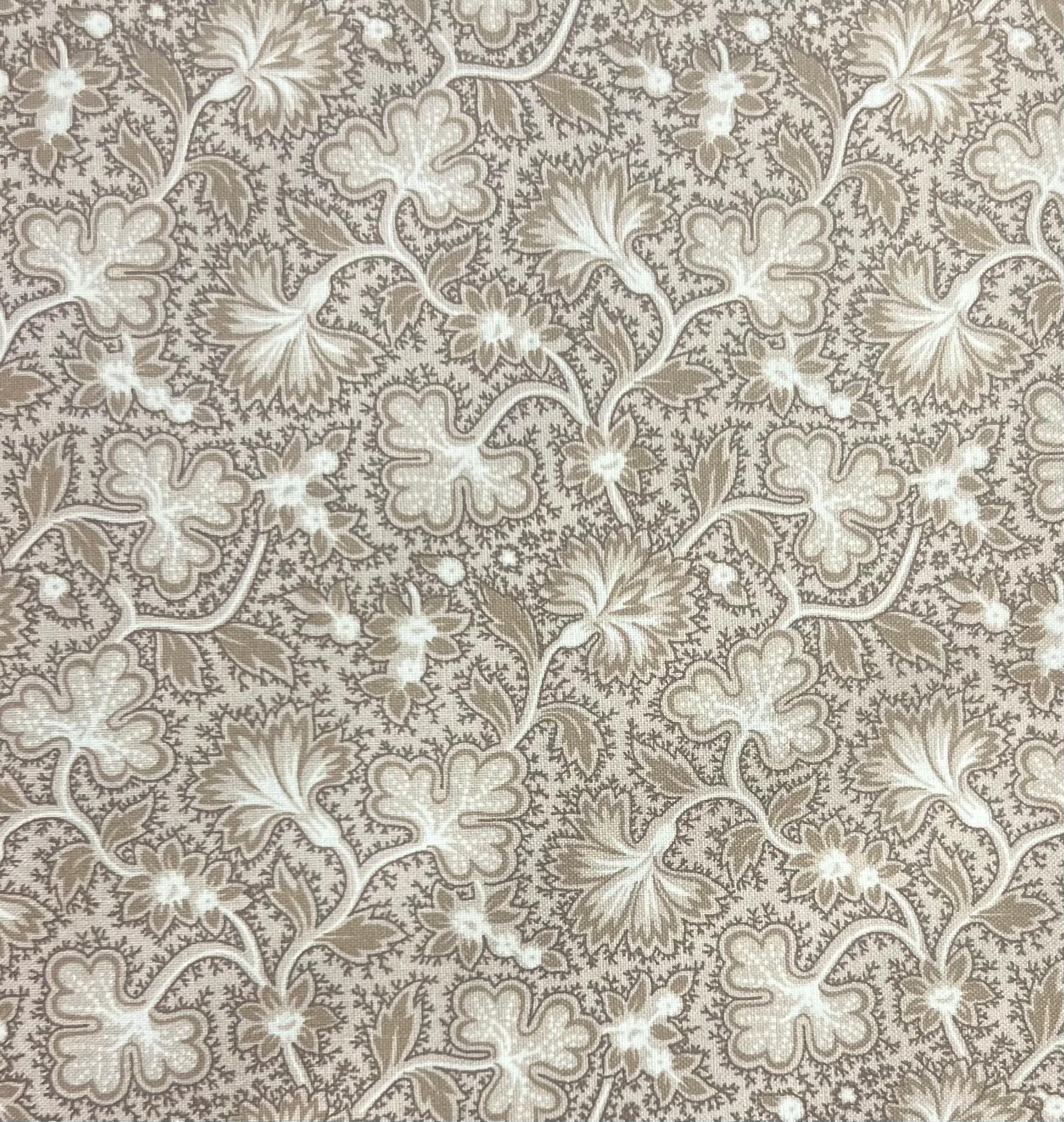 Tan and Cream Floral Patterned Cotton Fabric