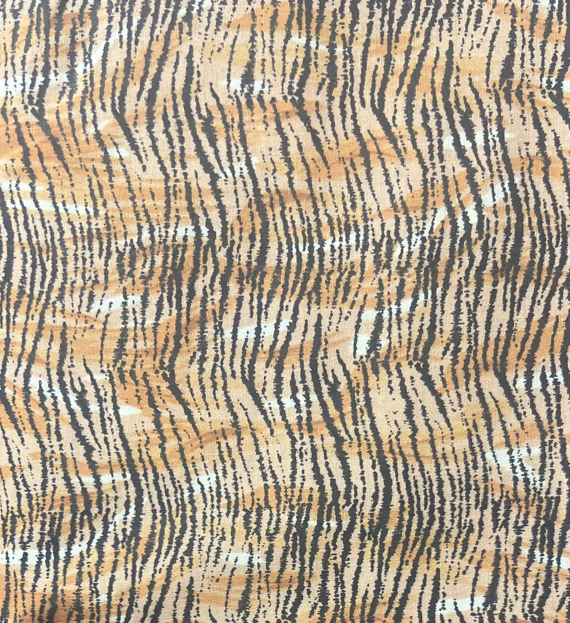 Black, Brown and White Tiger Print Cotton Fabric
