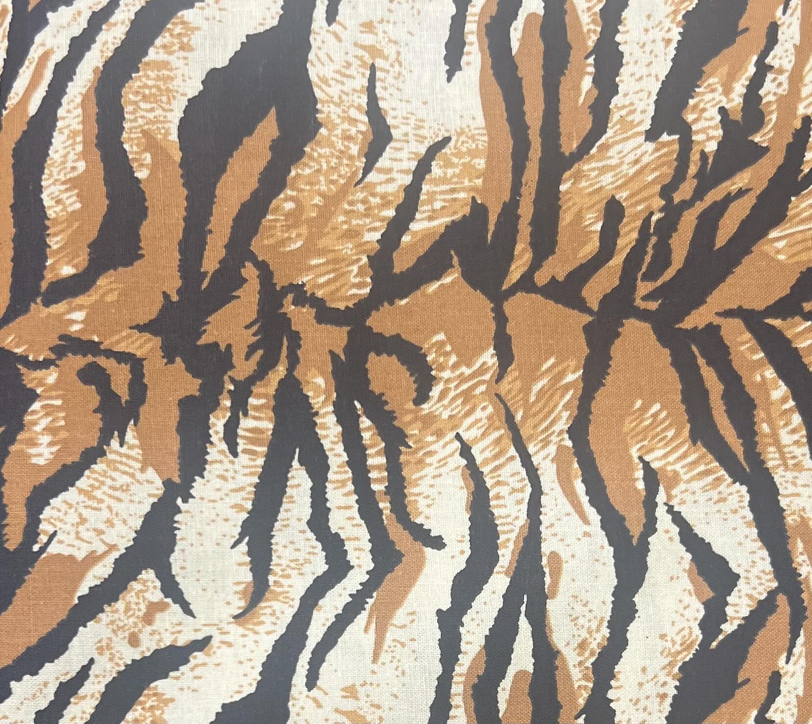 Black, Cream and Brown Tigar Print Cotton Fabric