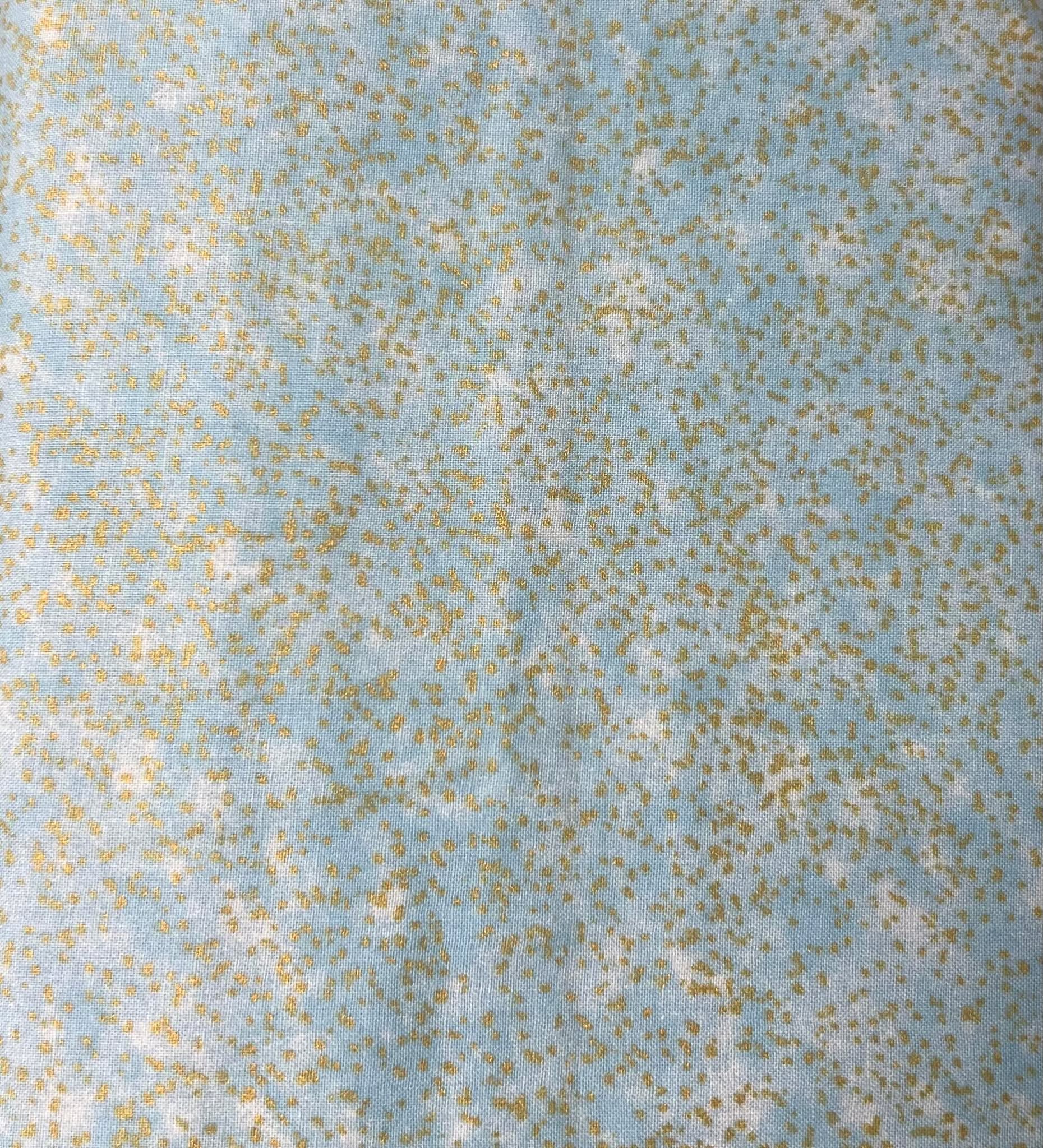Blue, Gold, White Fleck Cotton Fabric 