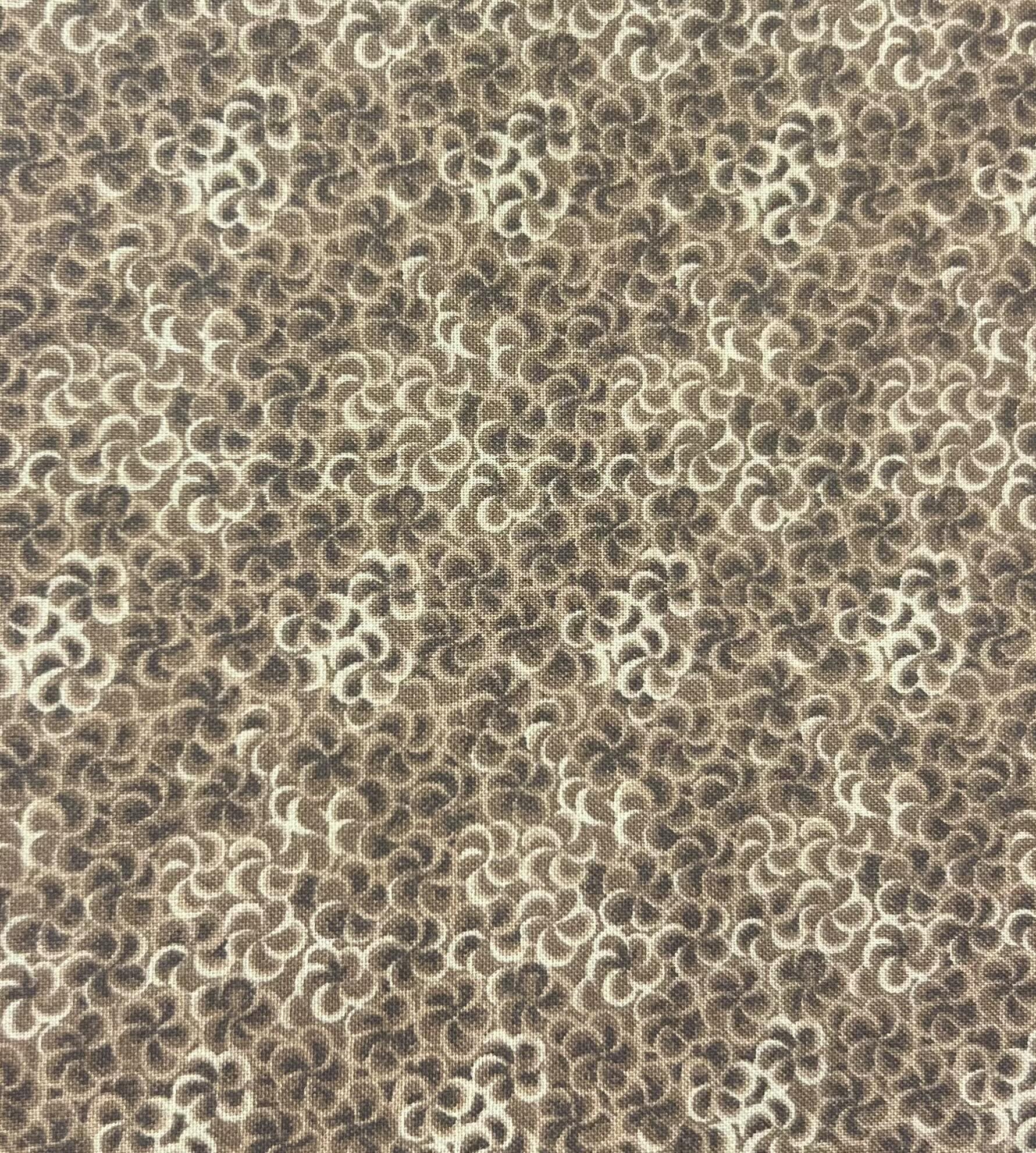 Light and Dark Brown Floral Cotton Fabric 