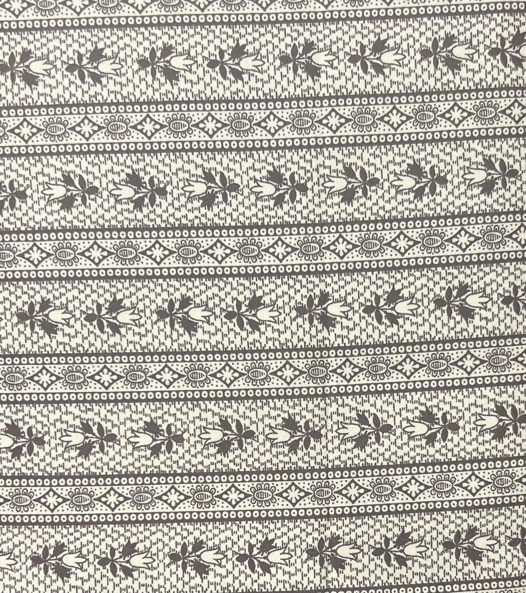 Light and Dark Brown Floral Cotton Fabric 