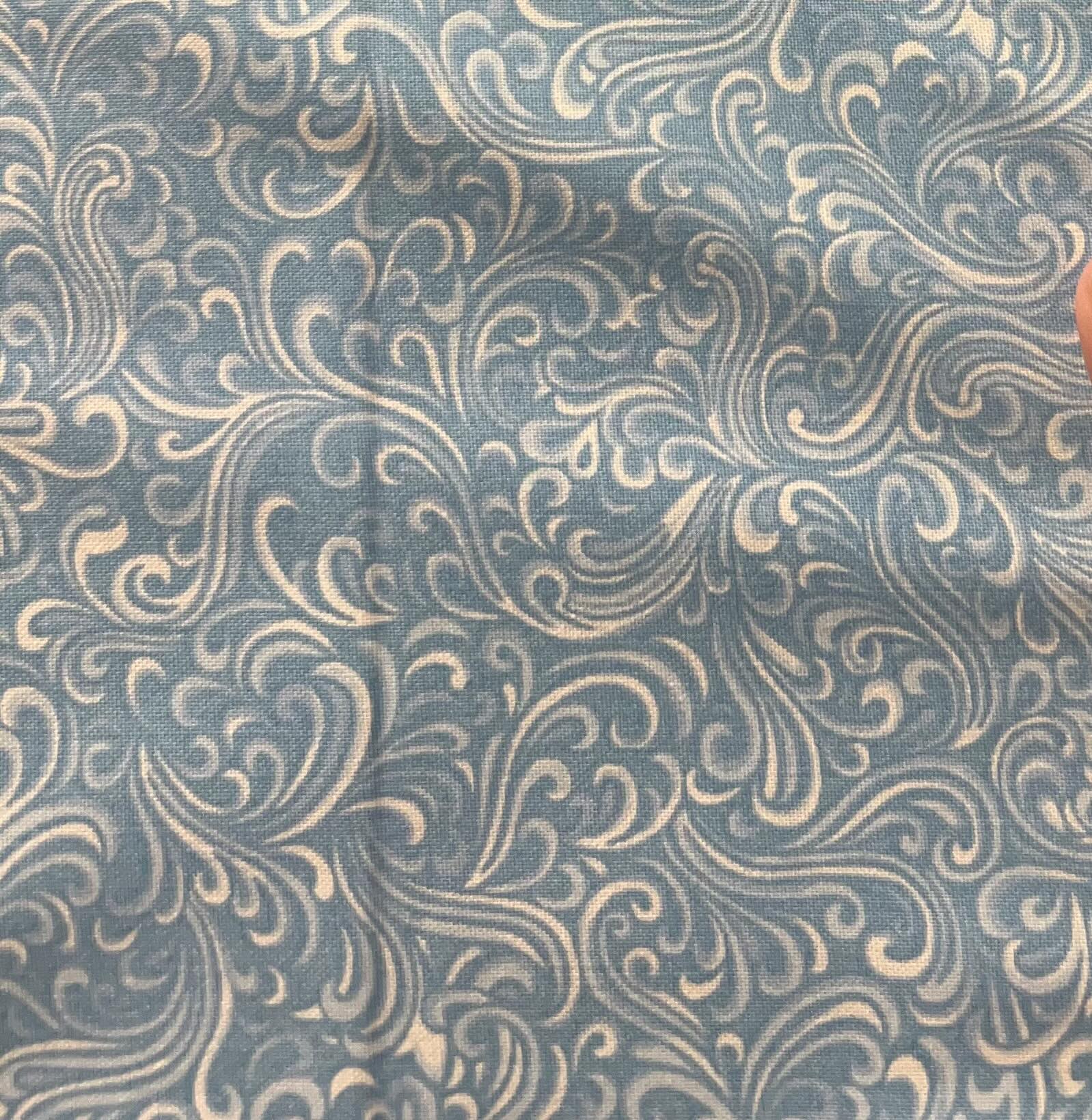 Blue White Paisley Cotton Fabric