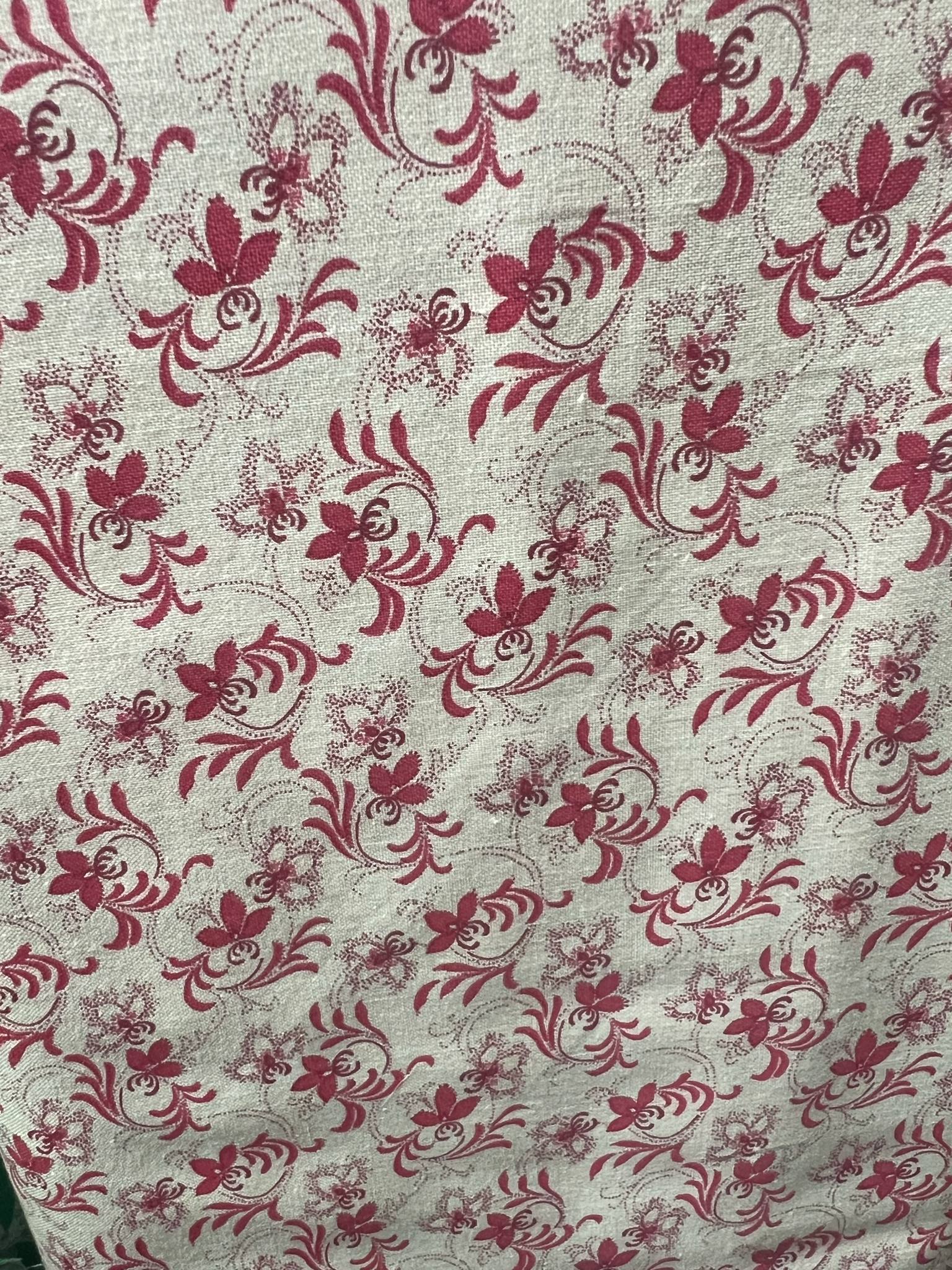 "Red flowers" Cotton Fabric 