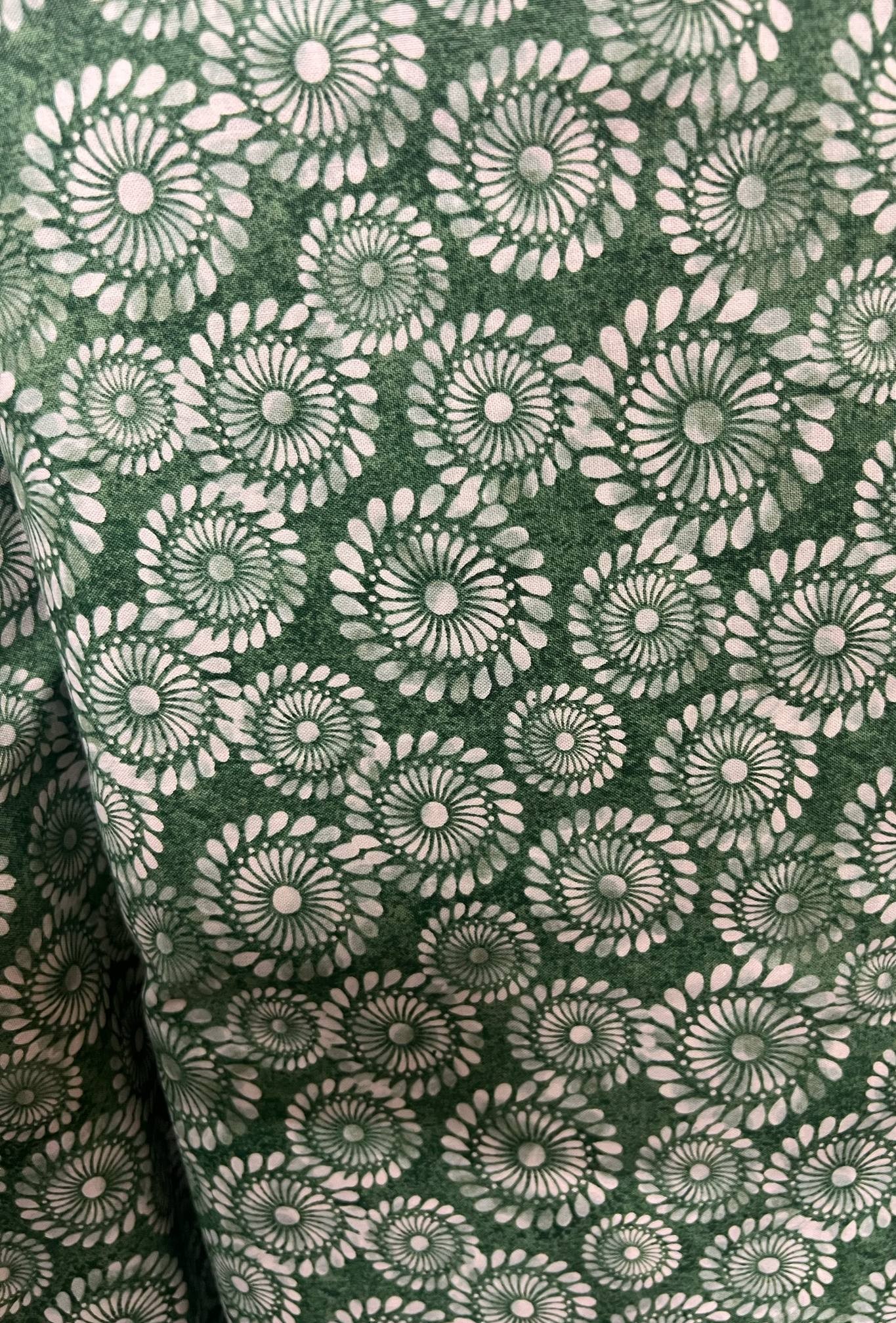 "Green Floral" Cotton Fabric