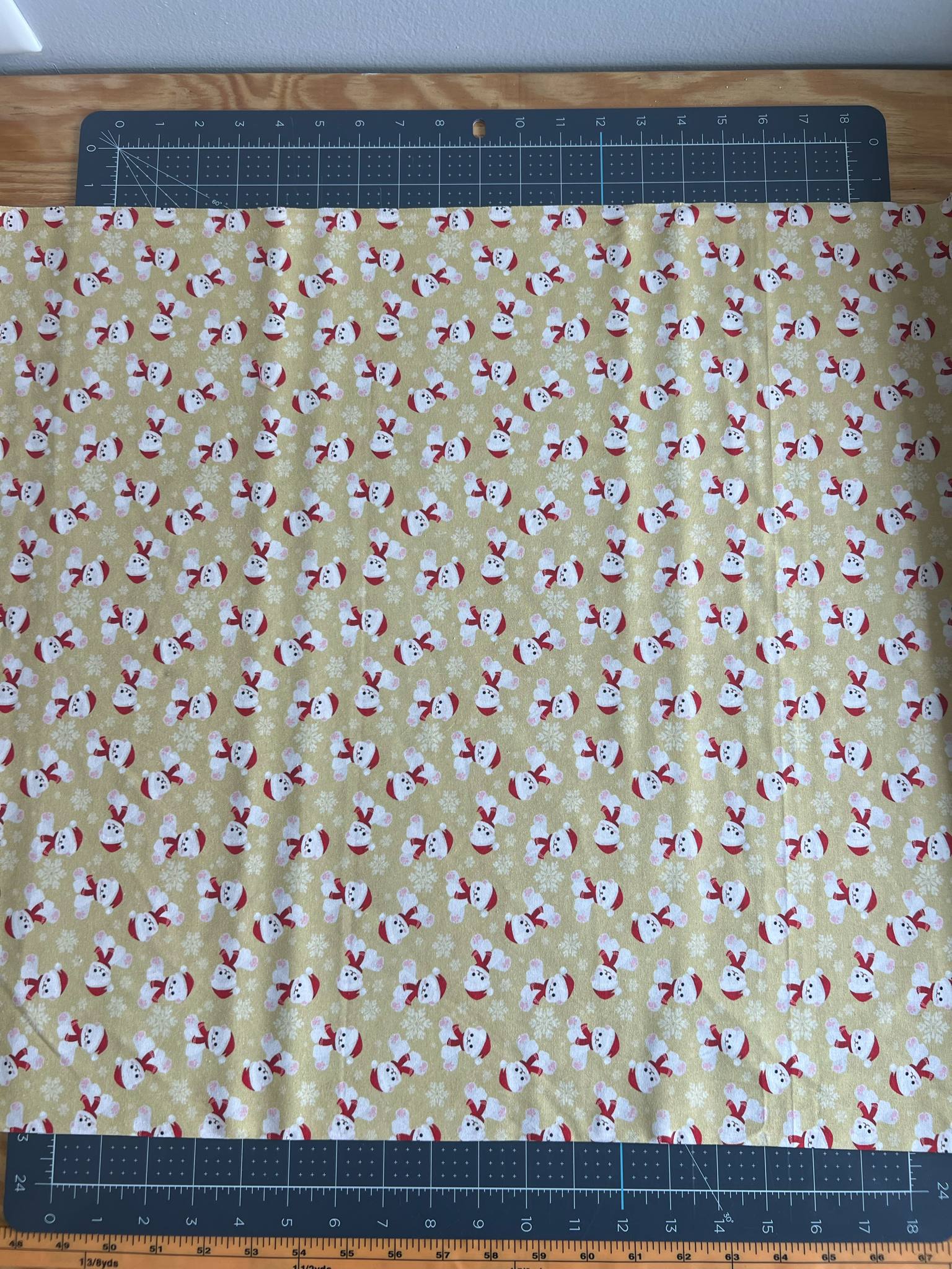 "Christmas Bears" on Cream Cotton Fabric 