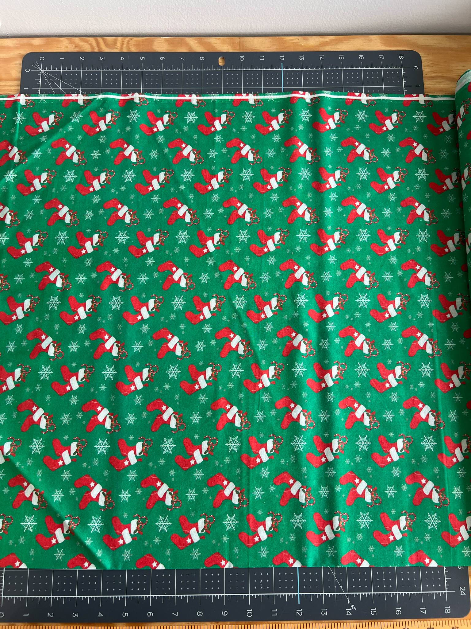 "Stockings and Candy Canes" Cotton Fabric 