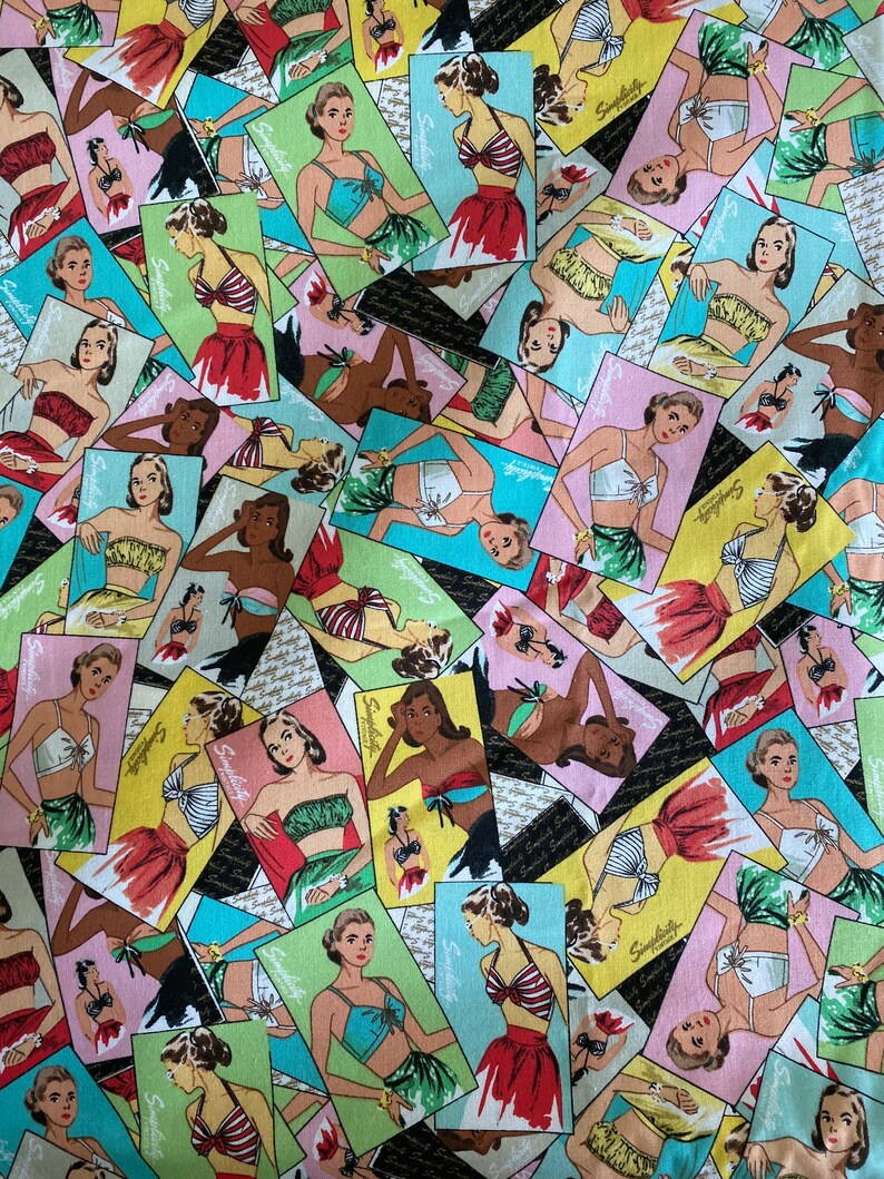 “Retro Swim Wear” Cotton Fabric