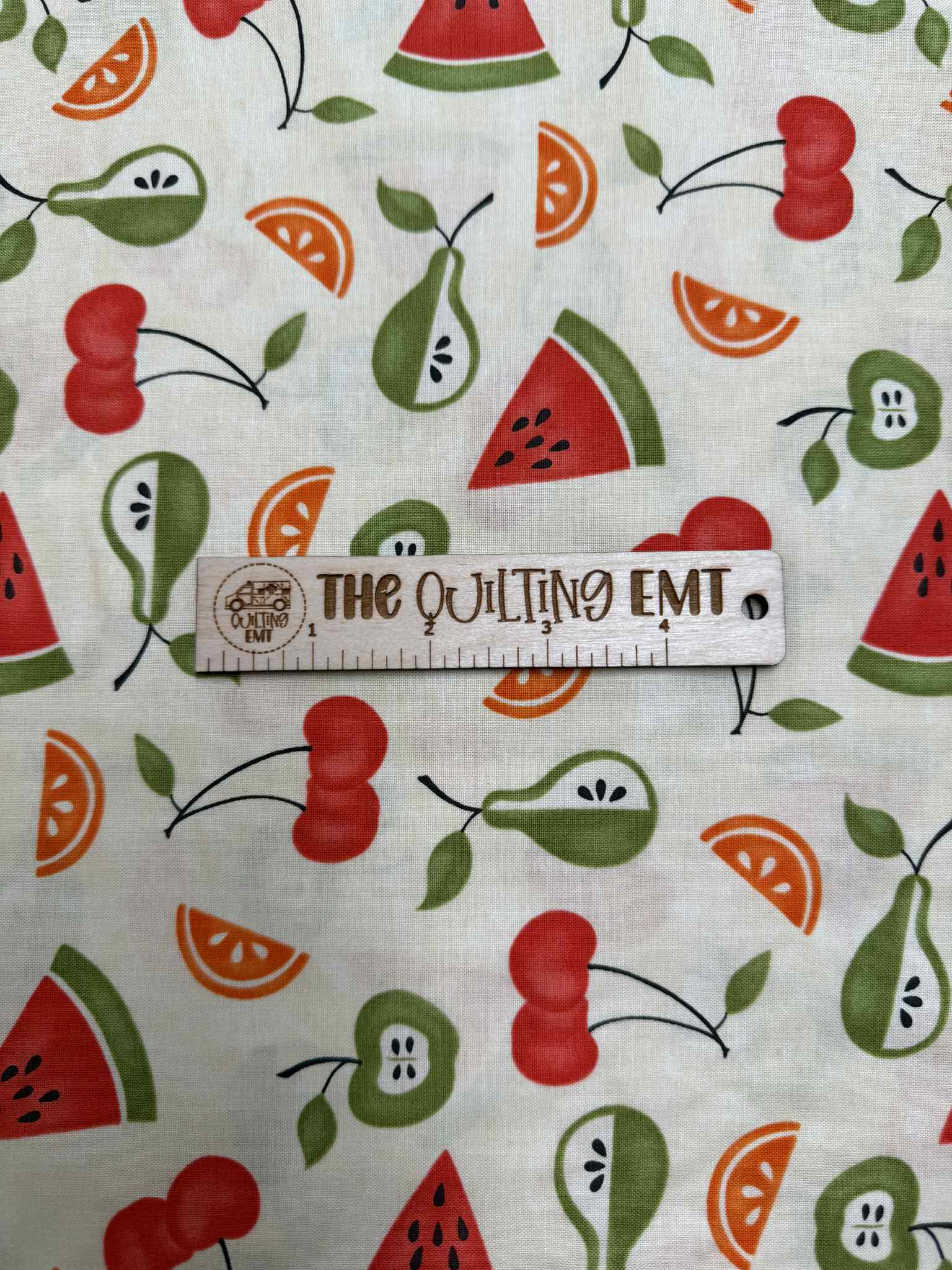 Sassy by Sandy Gervais for MODA cotton fabric with Cherries, Oranges, Pears.
