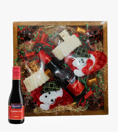 ARCÓN NAVIDEÑO CON VINO Y CALCETAS