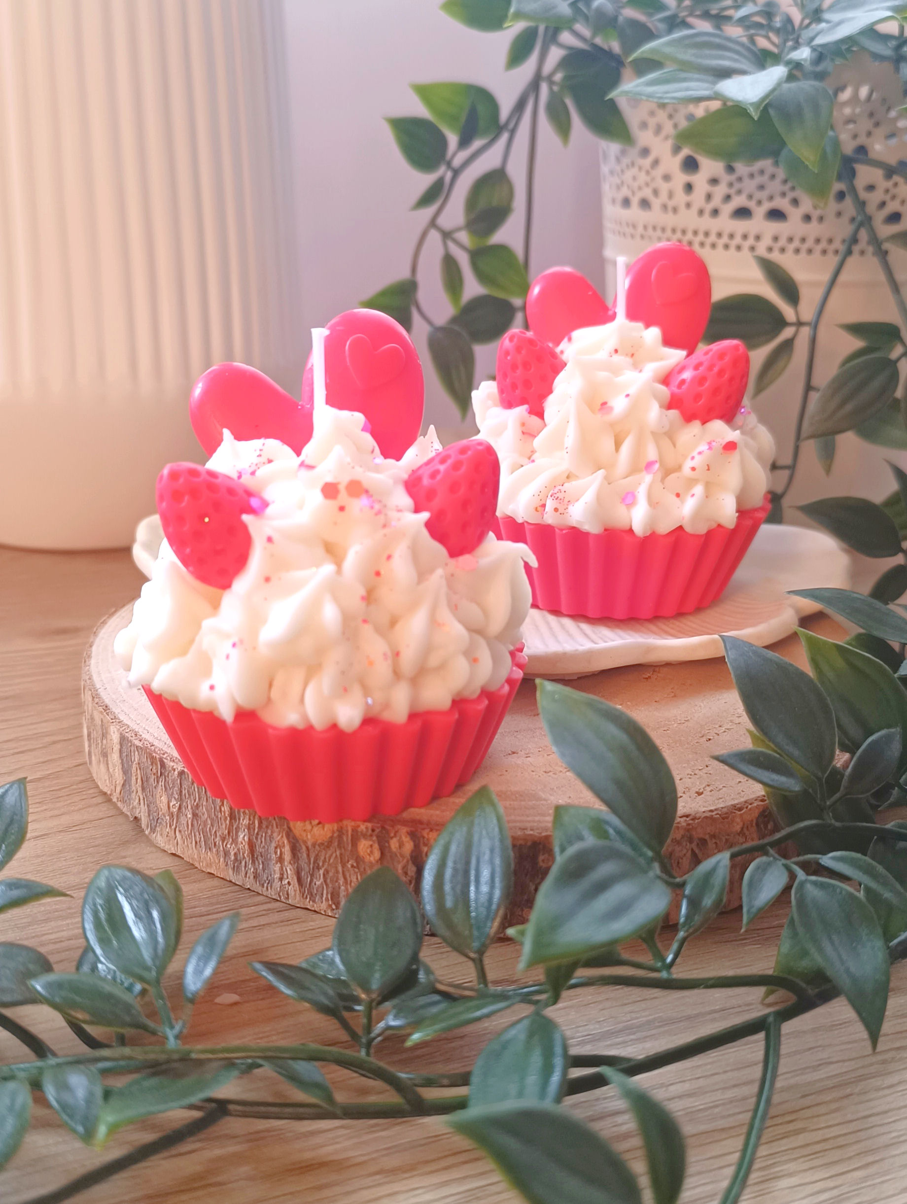 Vela de Postre Decorativa Fresas Con Nata