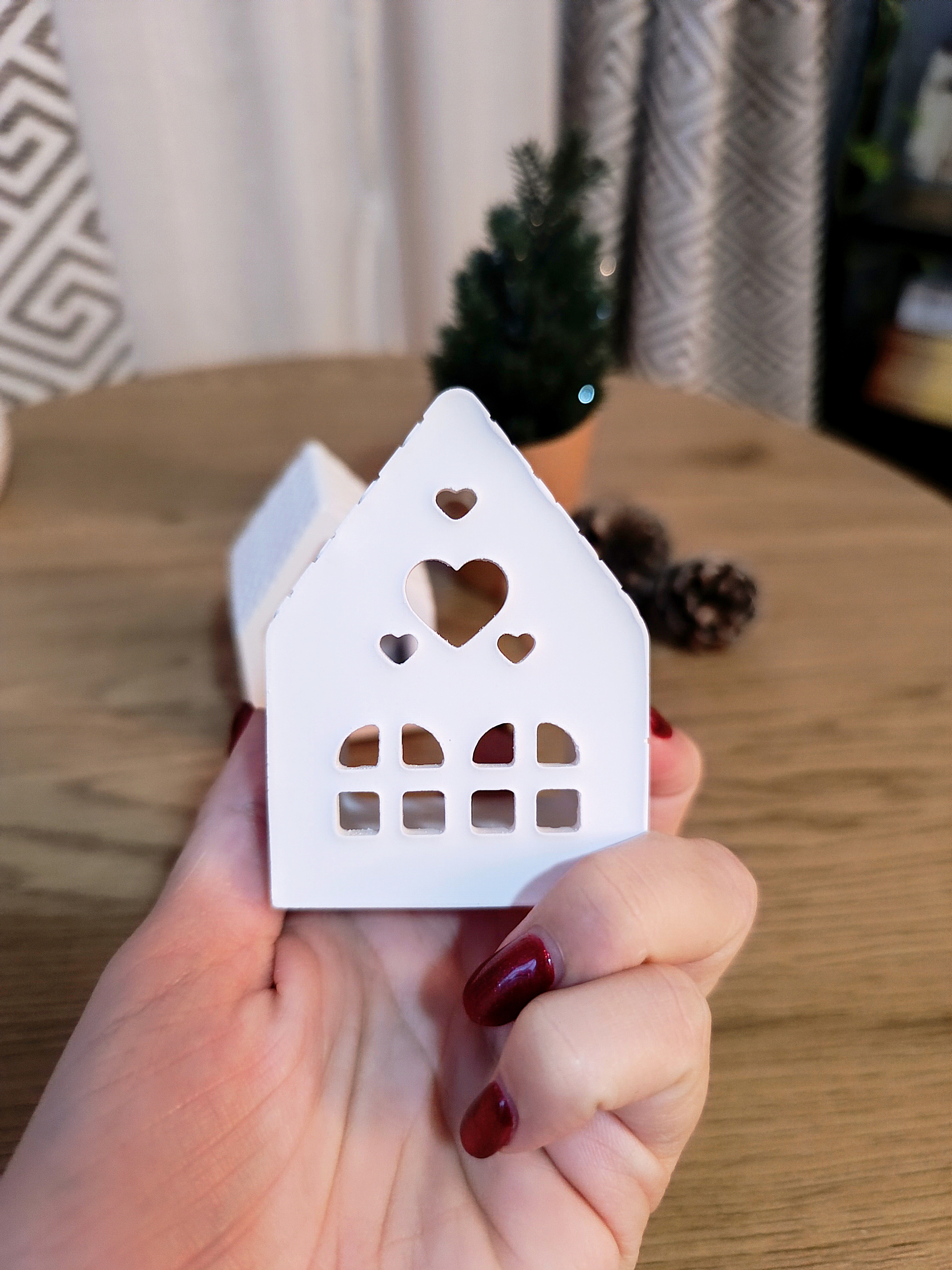Portavelas Casa Navideña Corazón