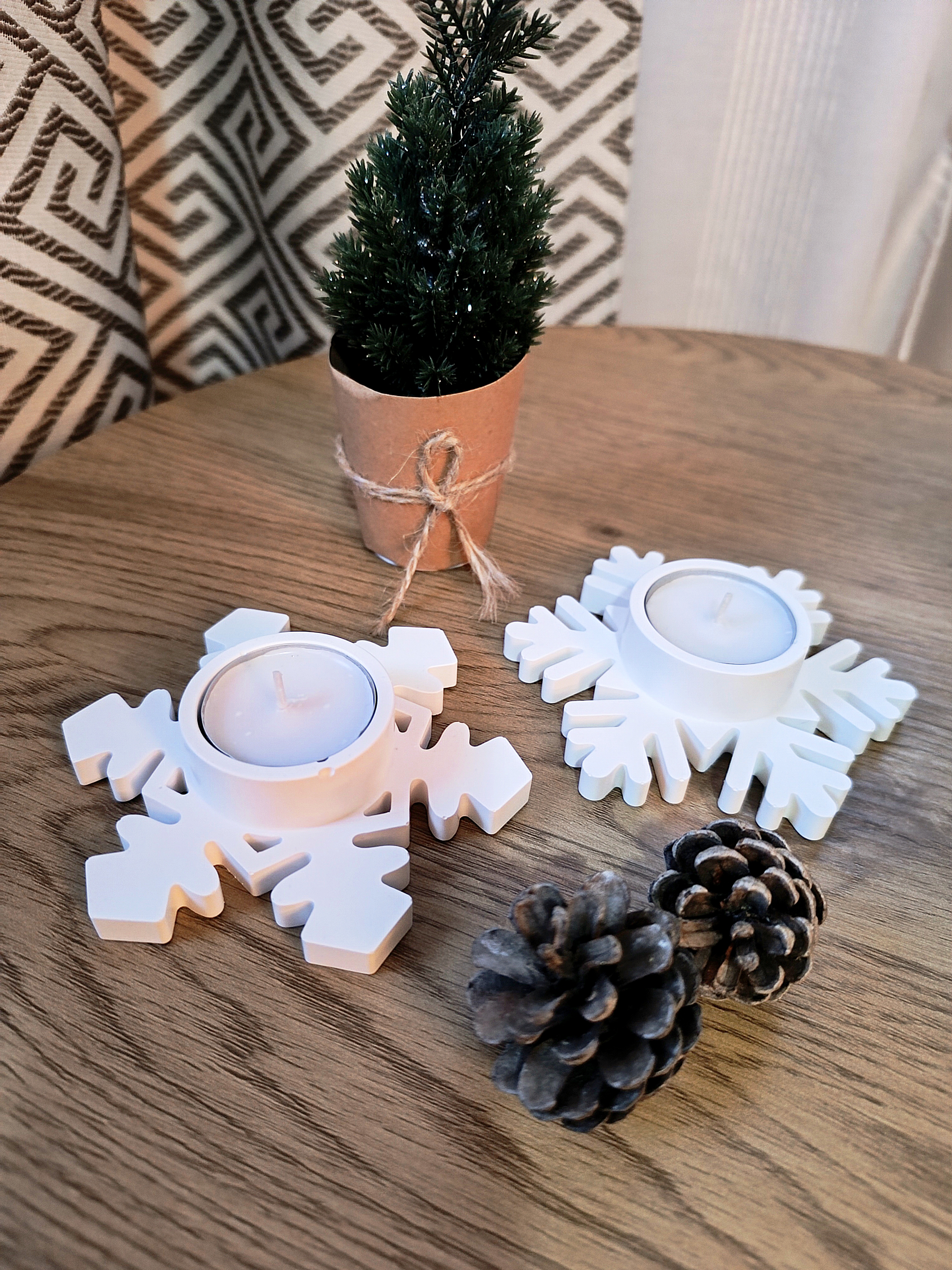 Portavelas Copos de Nieve