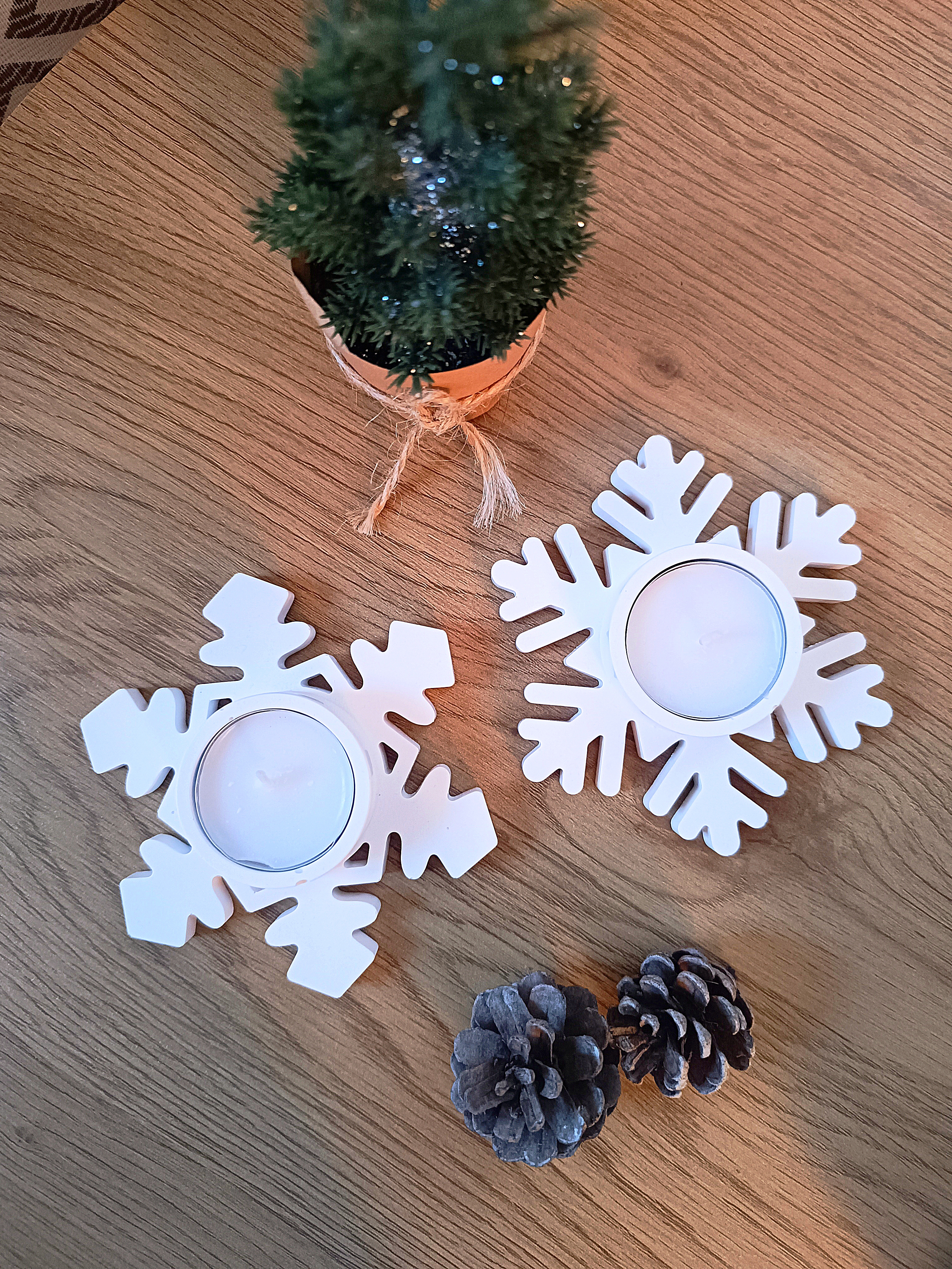 Portavelas Copos de Nieve