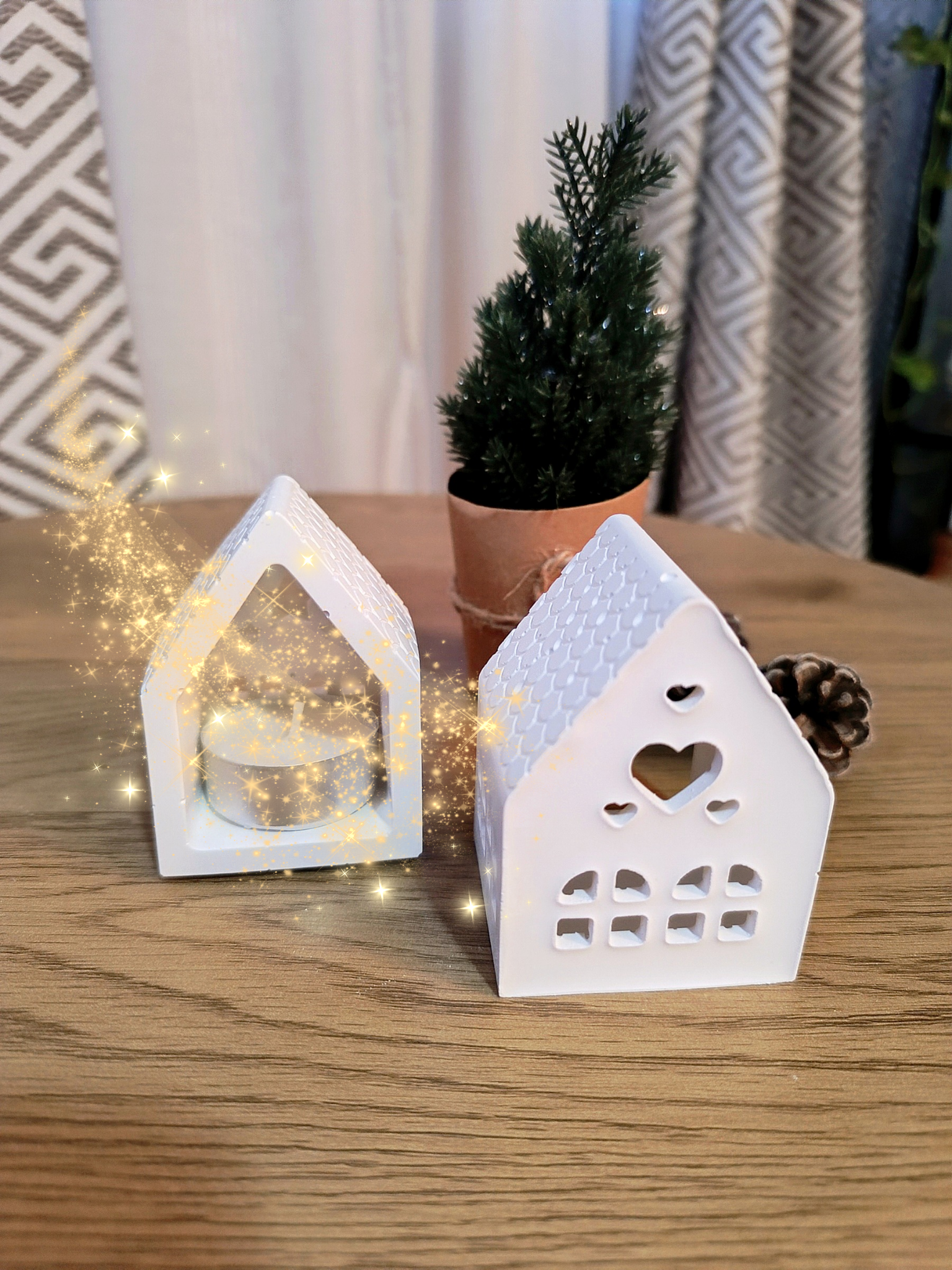 Portavelas Casa Navideña Corazón