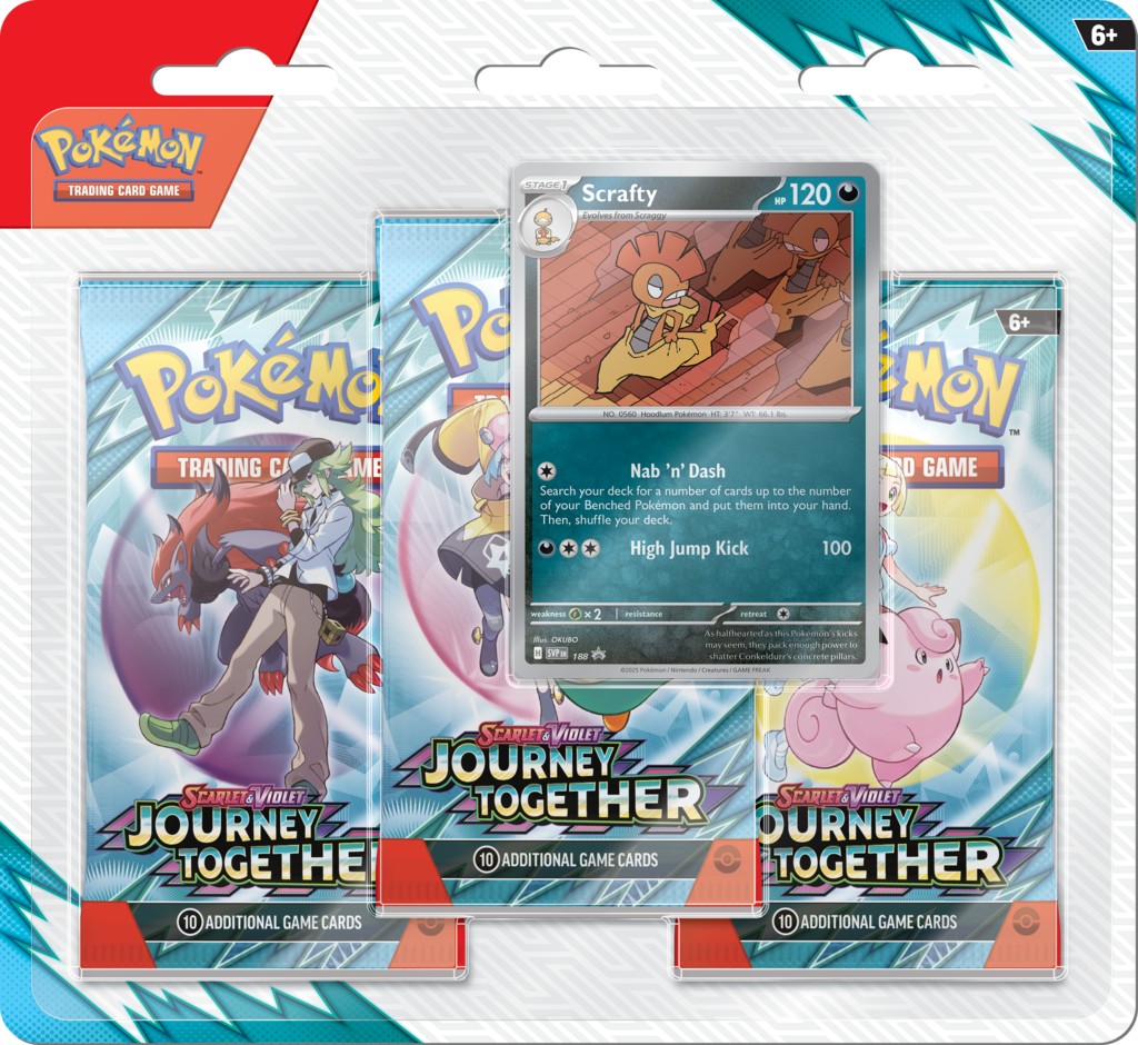 Pokémon TCG: Blister 3 Pack Pokémon Journey Together [Scrafty] *español