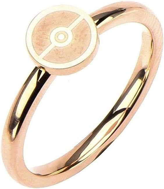 Pokémon Joyería: Anillo Pokébola Rose Gold para Mujer – Talla 8