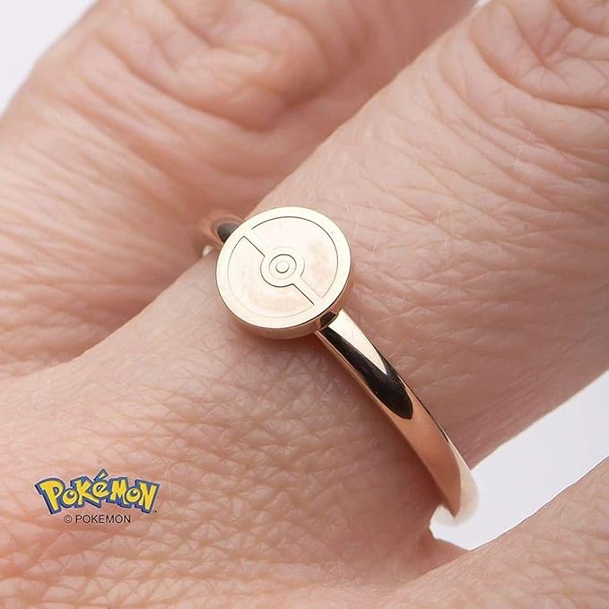 Pokémon Joyería: Anillo Pokébola Rose Gold para Mujer – Talla 8