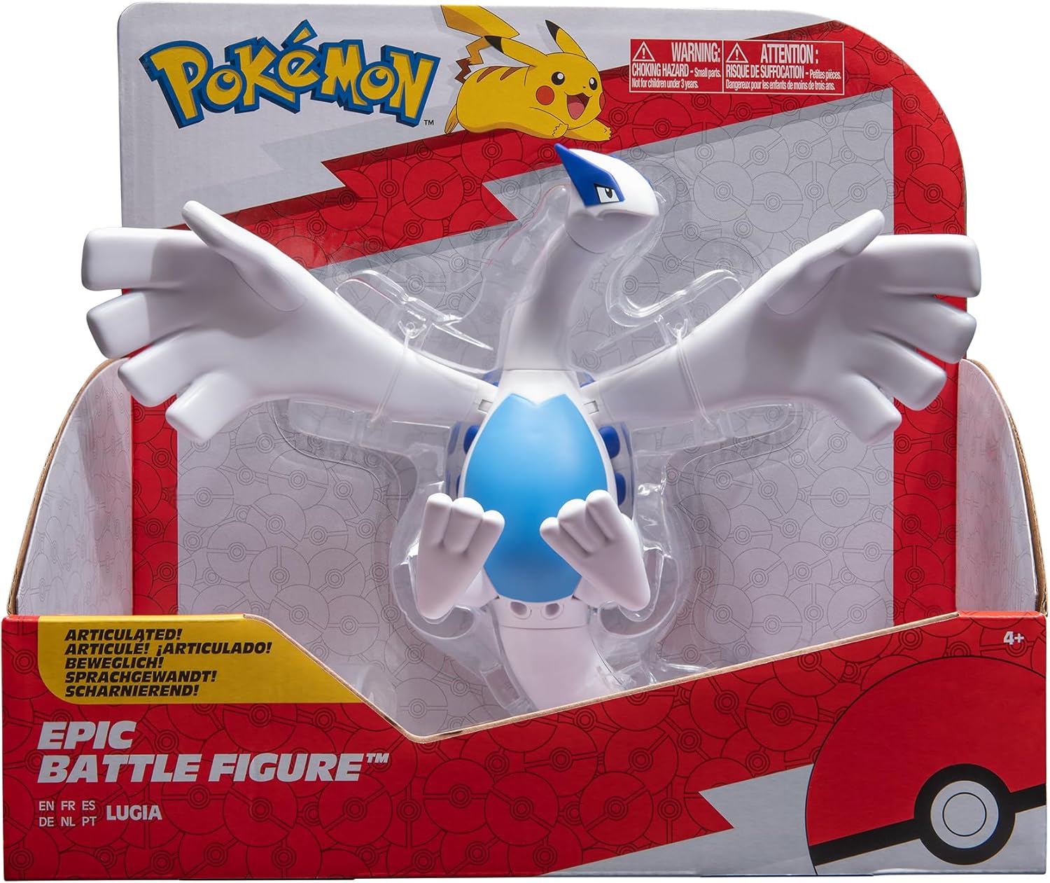 Pokémon: Figura Épica de Batalla Lugia – 12 pulgadas articulada con base de vuelo (producto oficial de Jazwares)