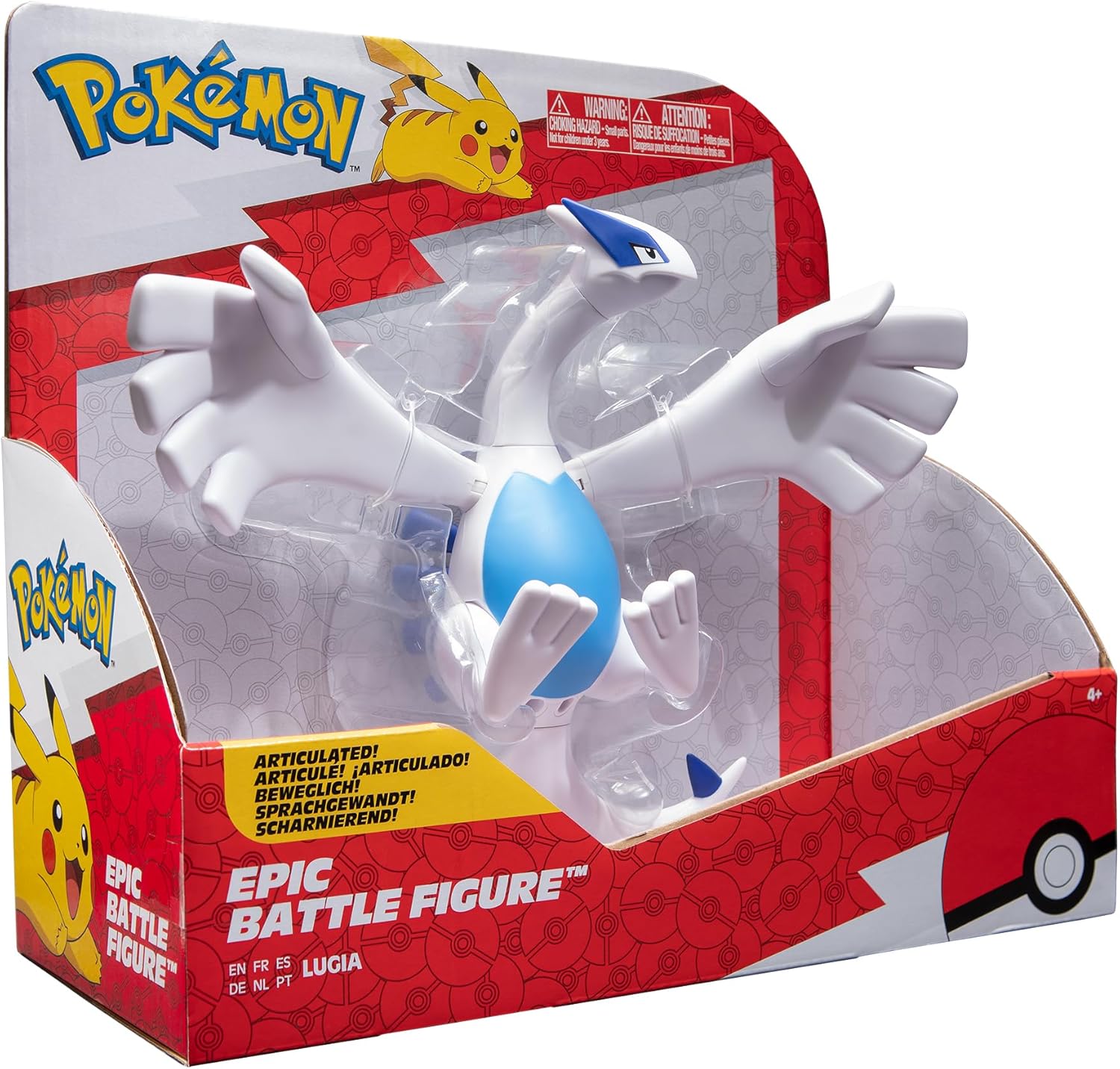 Pokémon: Figura Épica de Batalla Lugia – 12 pulgadas articulada con base de vuelo (producto oficial de Jazwares)