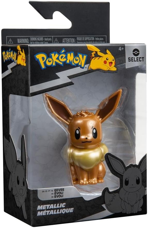 Pokémon: Figura Eevee Select Metálica de Batalla – 3 pulgadas (acabado especial, producto oficial de Jazwares)