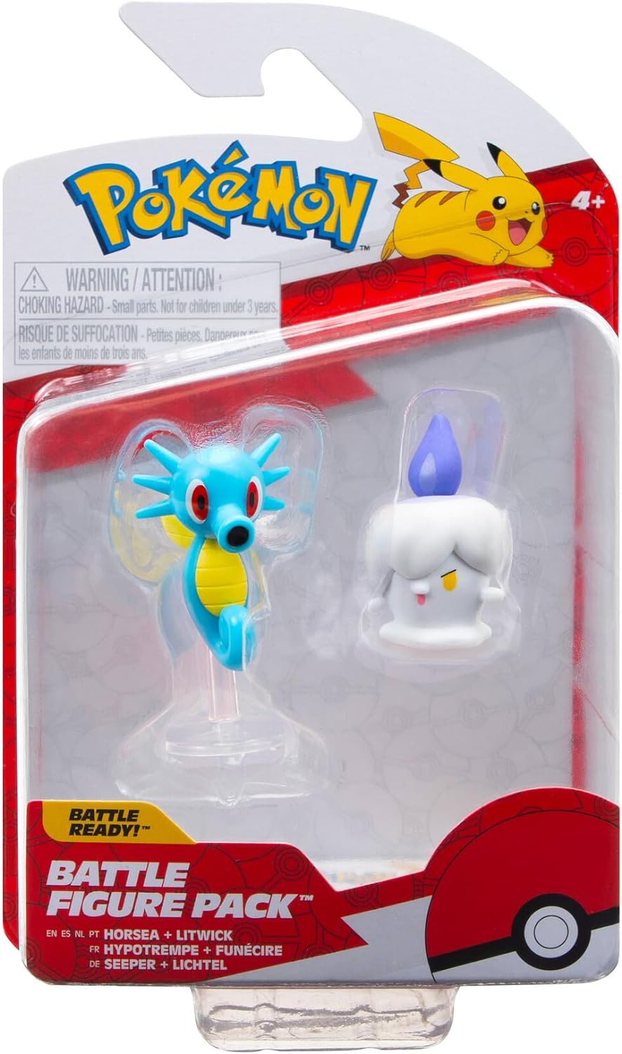 Pokémon: Pack de Figuras de Batalla – Litwick & Horsea W15 (producto oficial de Jazwares)