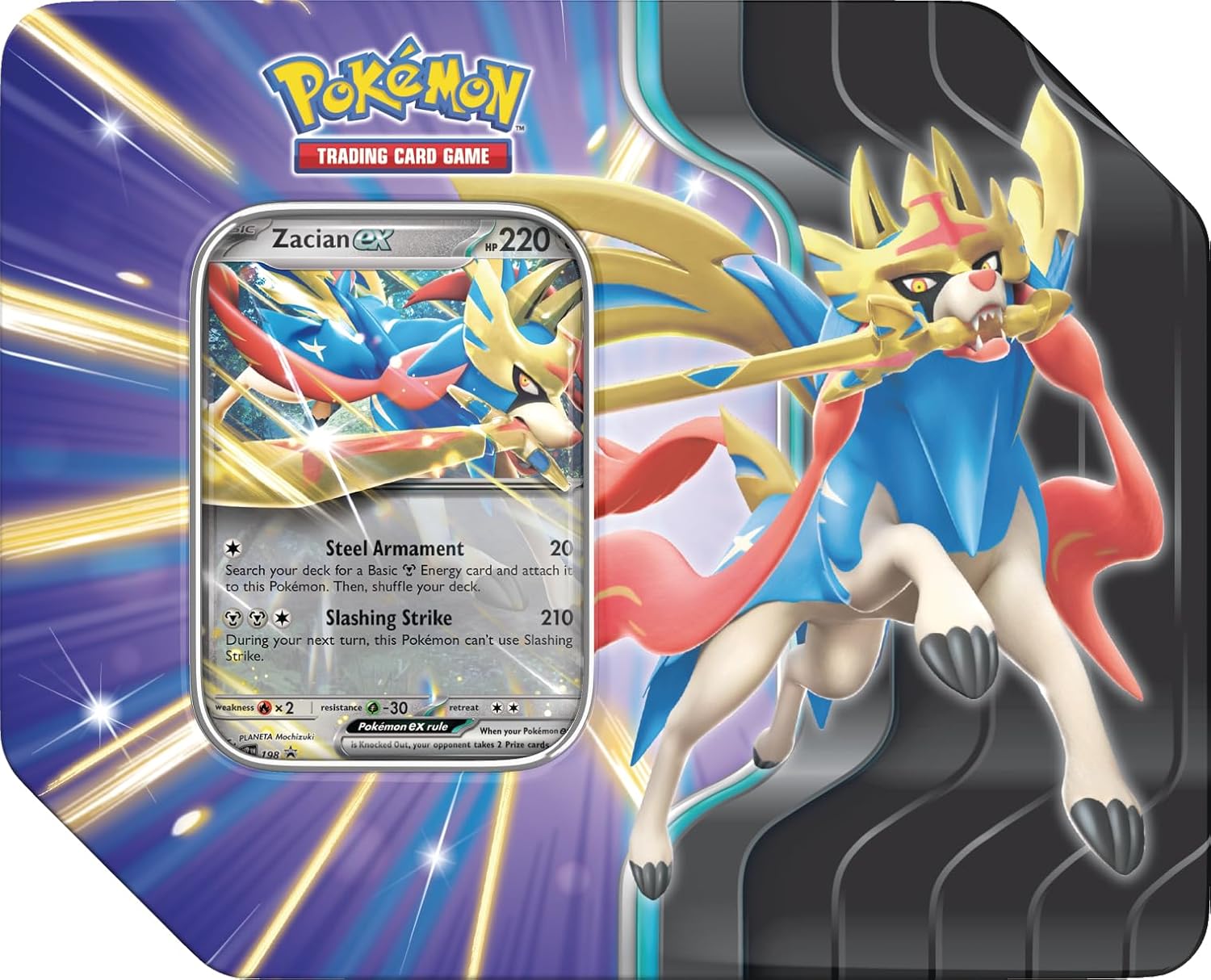 Pokémon TCG: Slashing Legends Tin - Zacian ex (5 sobres + Promo) *inglés