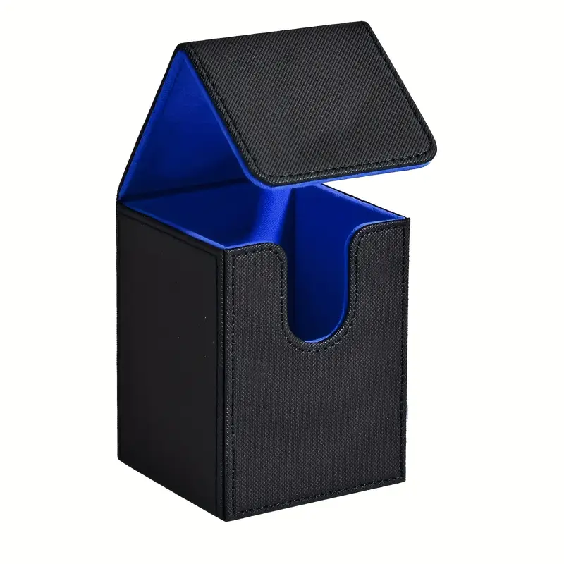 Accesorios TCG: Card Box para Trading Cards – Capacidad 100+ Cartas - Negro, interior Azul