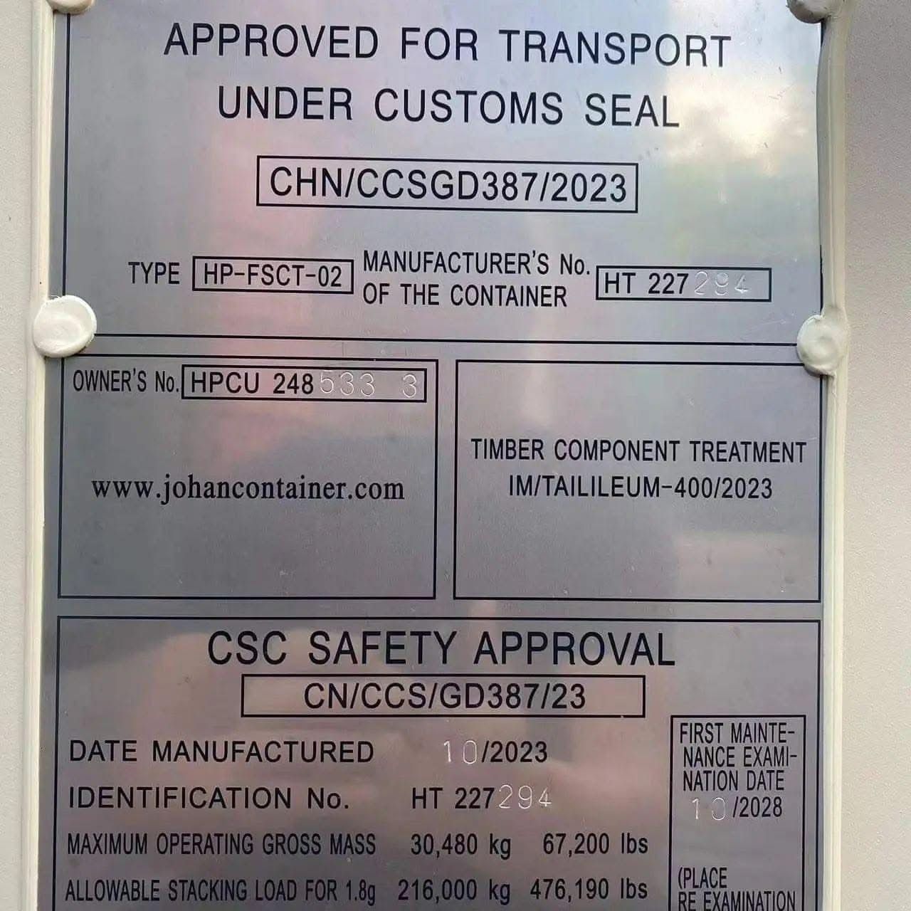 Conteneur Maritime 20 Pieds Dry Neuf – Premier Voyage