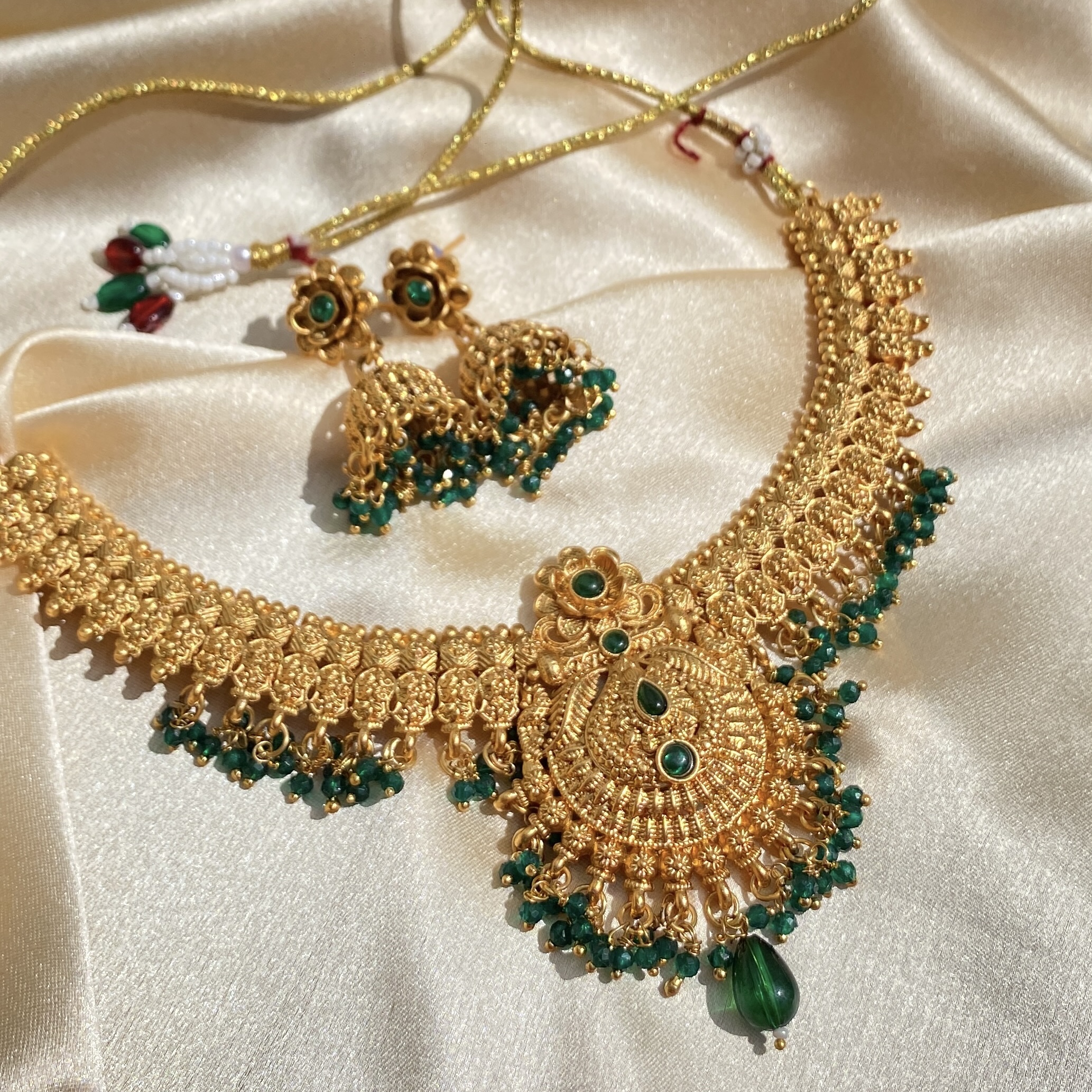 Brass Necklace with Earrings
