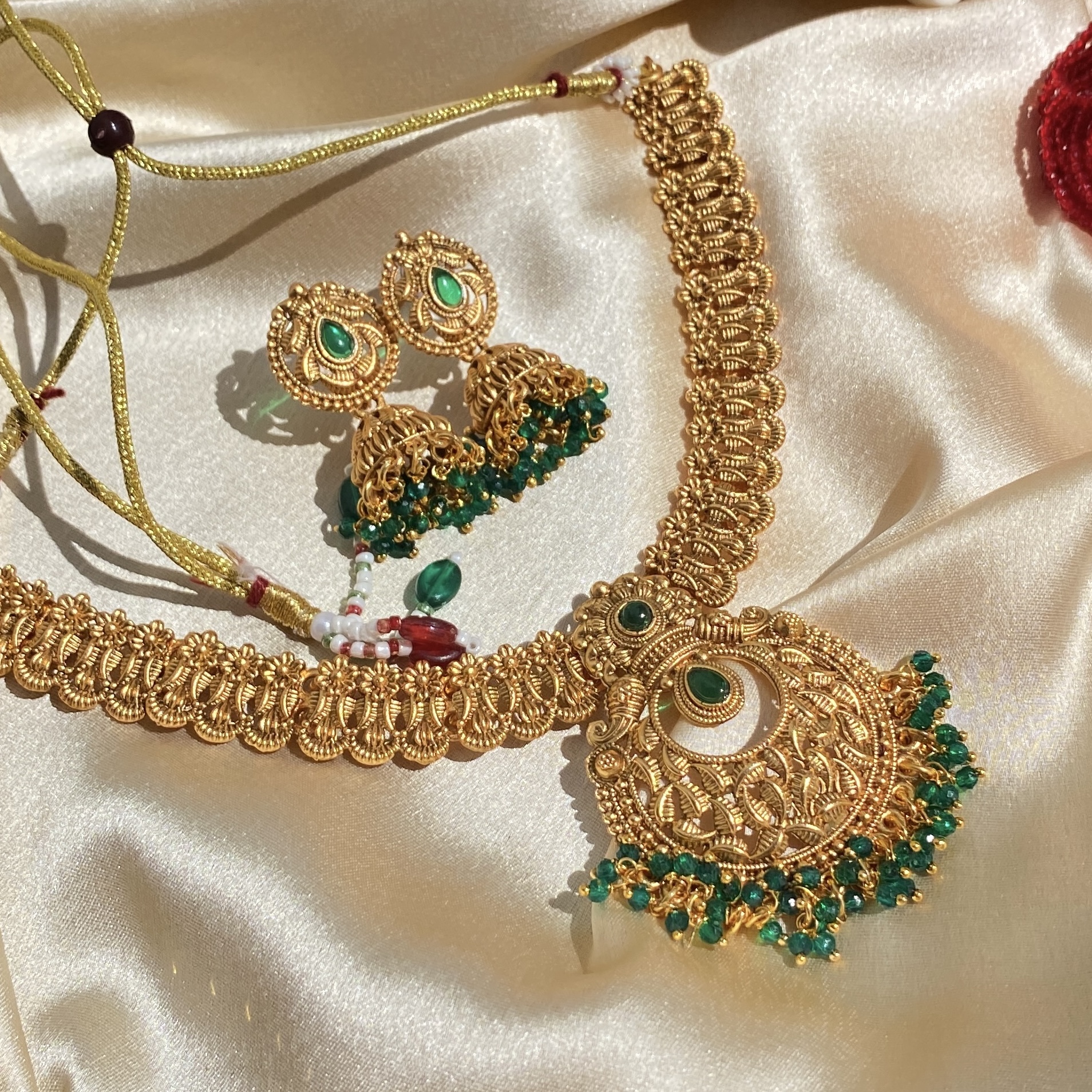 Brass Necklace Set with Earrings